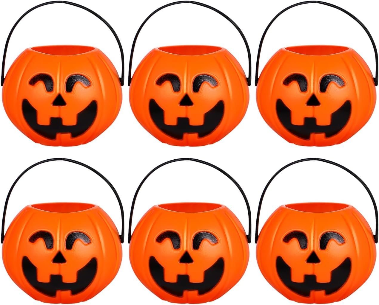 20 PCS Plastic Pumpkin Bucket Halloween Pumpkin Bucket Trick or Treat Candy Basket with Handles Portable Mini Pumpkins Plastic Buckets Pumpkins Candy Buckets Container for Halloween Party Supplies