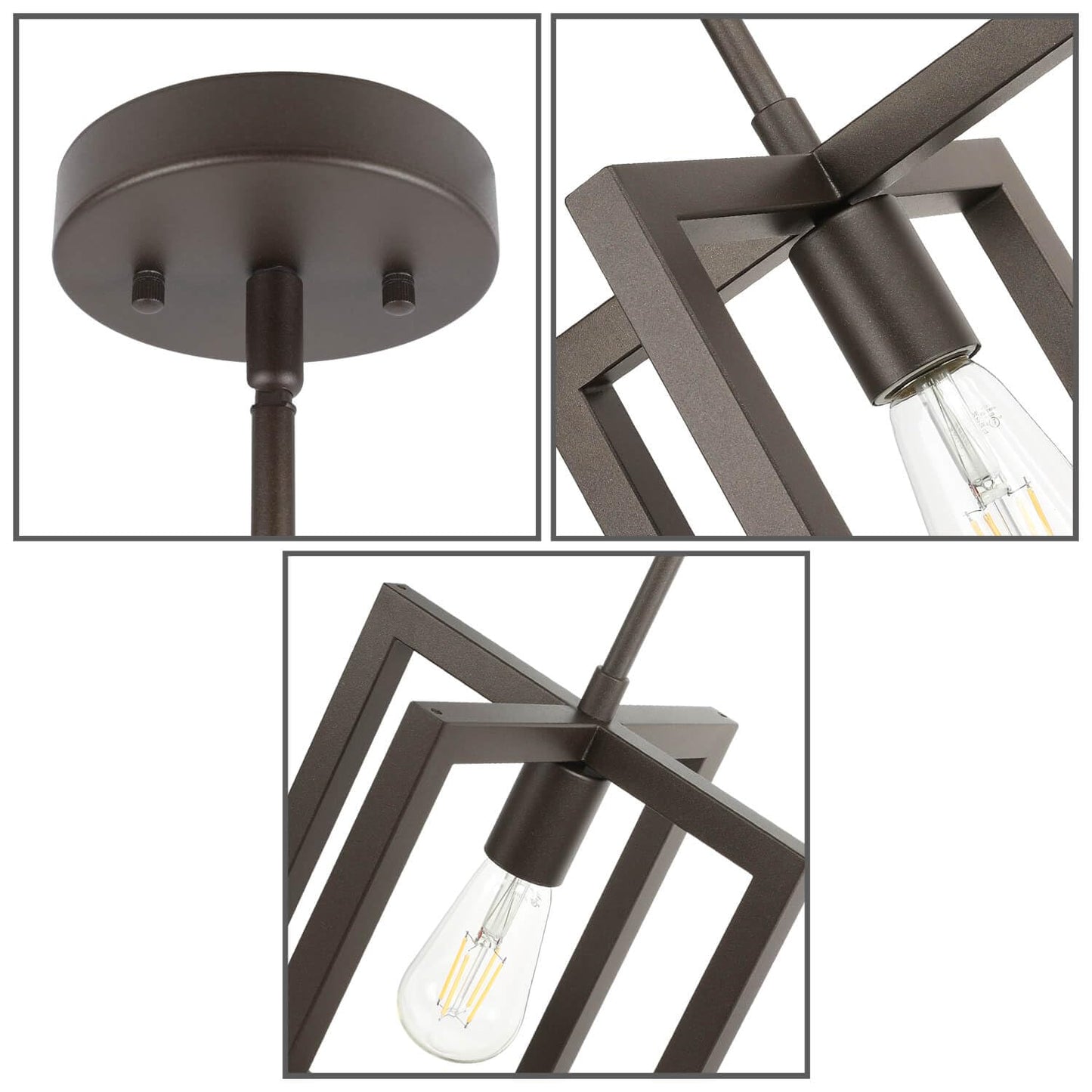 XiNBEi Lighting Cage Pendant Light, 1-Light Farmhouse Kitchen Island Hanging Light Fixture, Dark Bronze Adjustable Pendant Lighting for Dining Room Bedroom Hallway Entryway XB-P339-DB