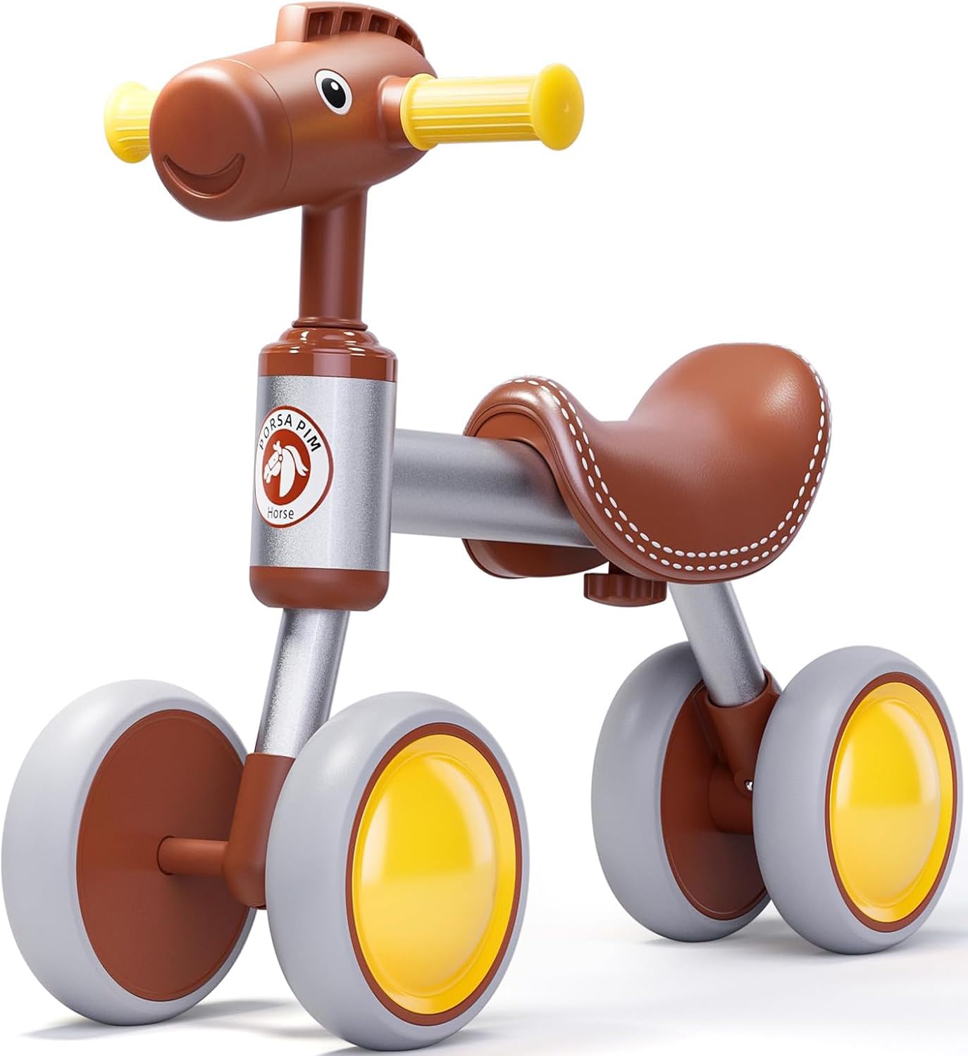 PerKidern Baby Balance Bike for 1-2 Year Old Boy Girl, Unique Horse Design, for 12-24 Months, 4 Wheels Toddler Balance Bike, Baby Bike 1+ Years Boys & Girls First Birthday Gifts