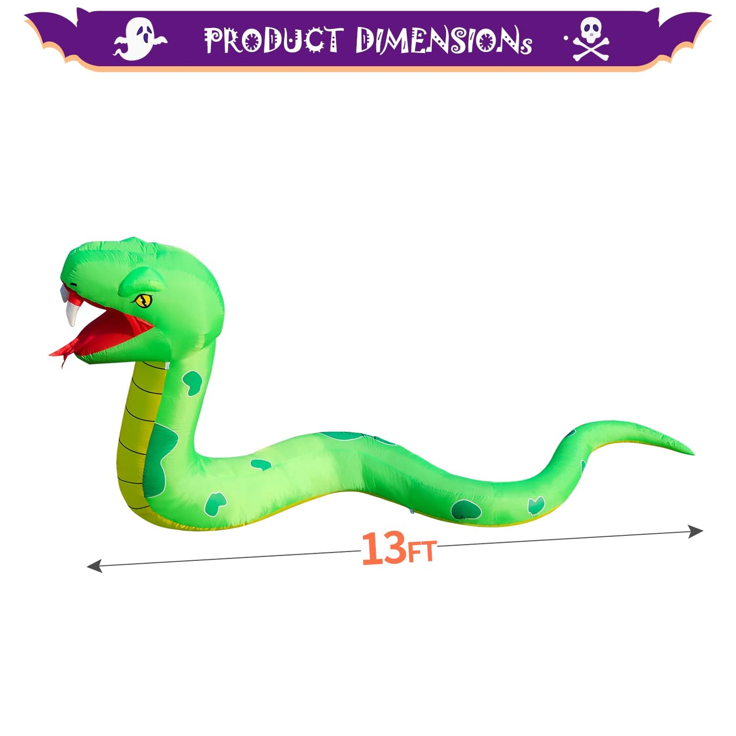 13FT Halloween Inflatable Blow Up Decorations, Giant Snake, Built-in LEDs for Holiday Party, Garden, Lawn, Yard, Patio Décor