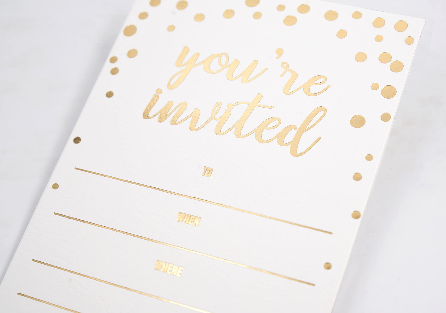 50 Pack Invitation Card - Elegant Greeting Cards ‘’You are Invited’’ in Gold Foil Letters – for Wedding, Bridal Shower, Baby Shower, Birthday Invitations - 52 Kraft Envelopes Included - 4" x 6"