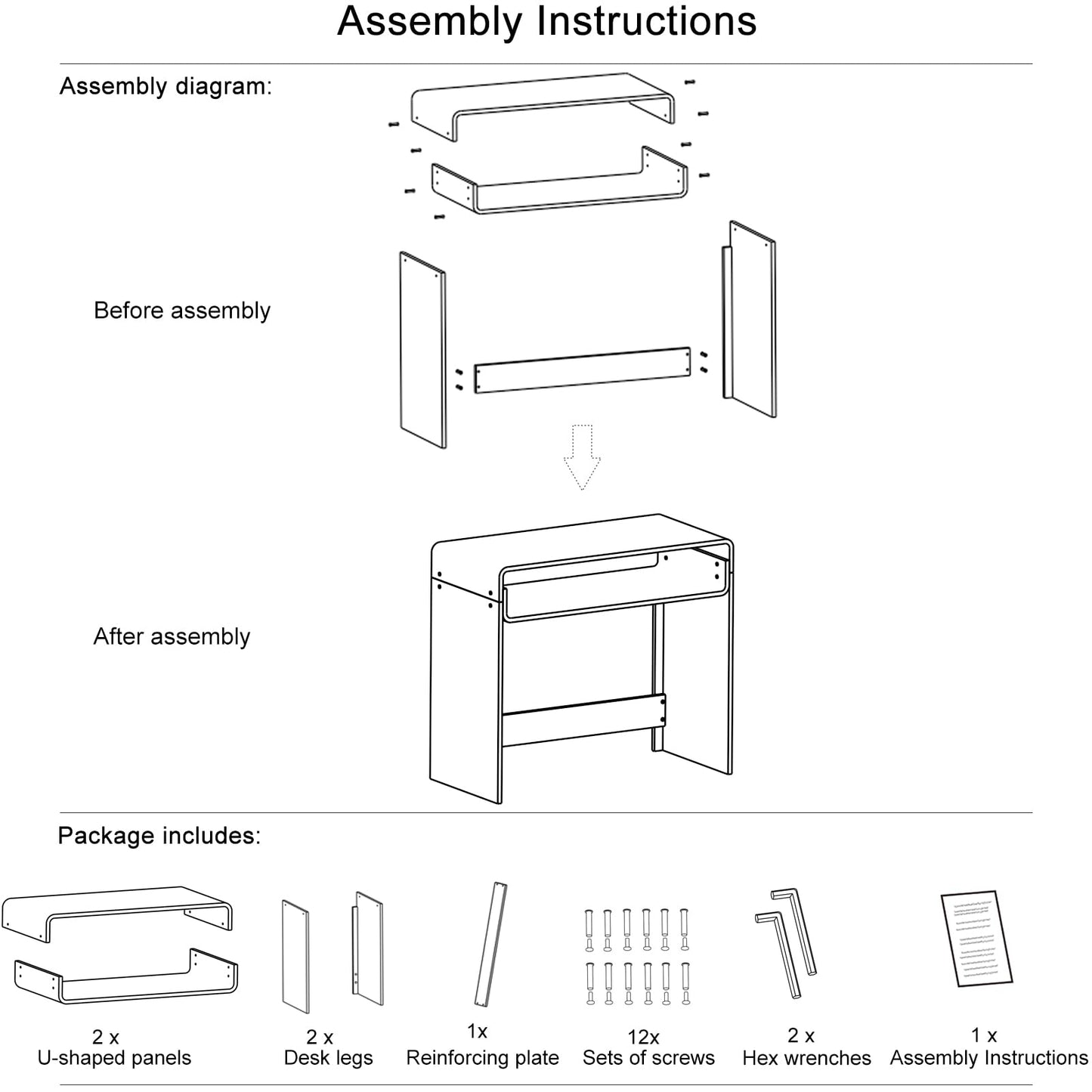 XOHYW Acrylic Office Desk, Modern Laptop Writing Study Table with Open Storage, Transparent Console Table Entryway Table, 33.5" L x 15.8" W x 29.5" H, for Home, Bedroom (Clear)