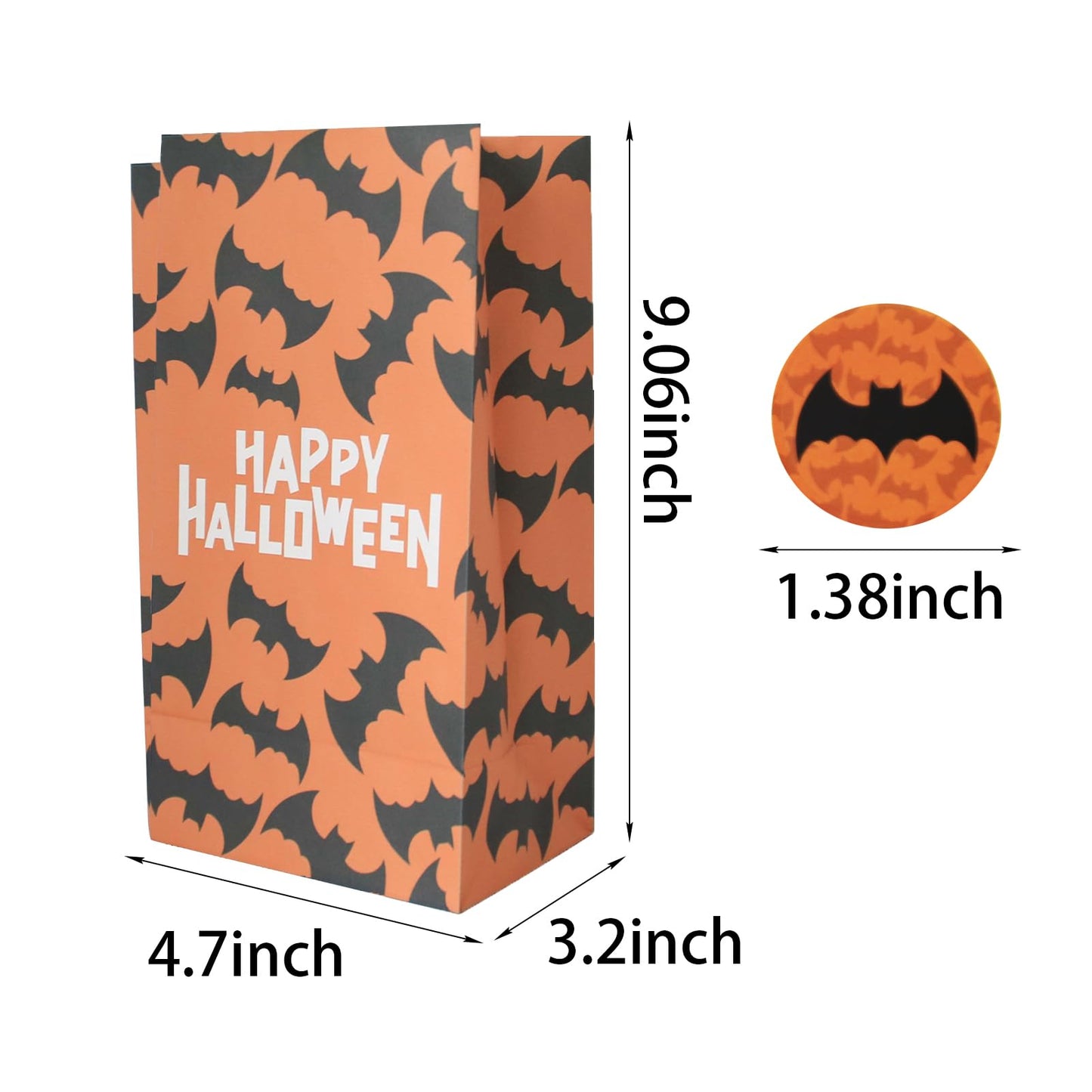 Whiosyrt 24 Pcs Halloween Treat Bags(With 24 Pcs Sealing Stickers) Paper Candy Bag Party Favors, Trick or Treat Goody Gift Treat Bags, Bulk Candy Bag for Party Supplies