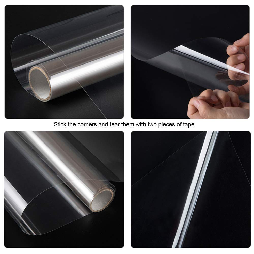 4mil 0.1mm Thickness Clear Security and Safety Window Film Shatterproof Glass Protective Vinyl Adhesive Explosion-Proof Tranparent Window Sticker Film, 17.7Inch x 10Feet