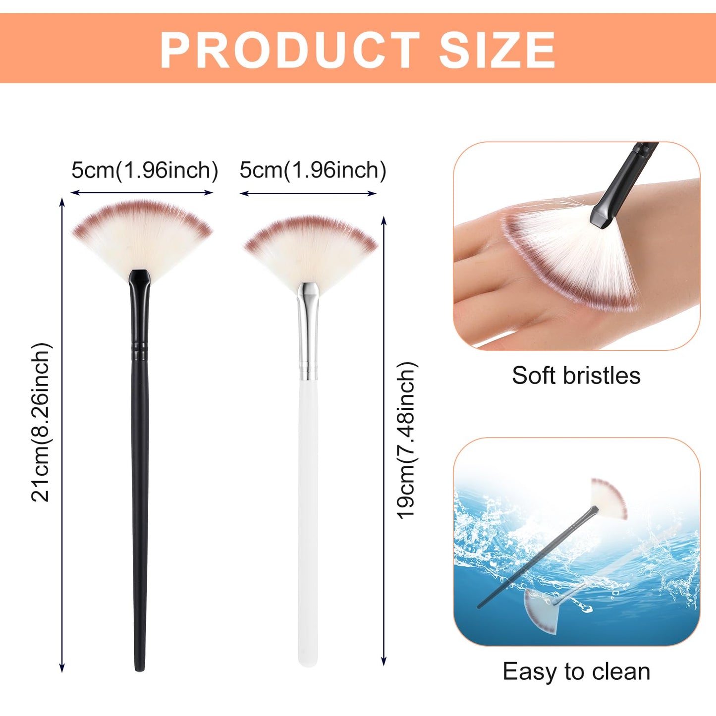 4 Pcs Soft Facial Fan Brush Blush, Fan Mask Brushes Slim Soft Face Mask Brush Applicator for Peel Glycolic Masks Makeup