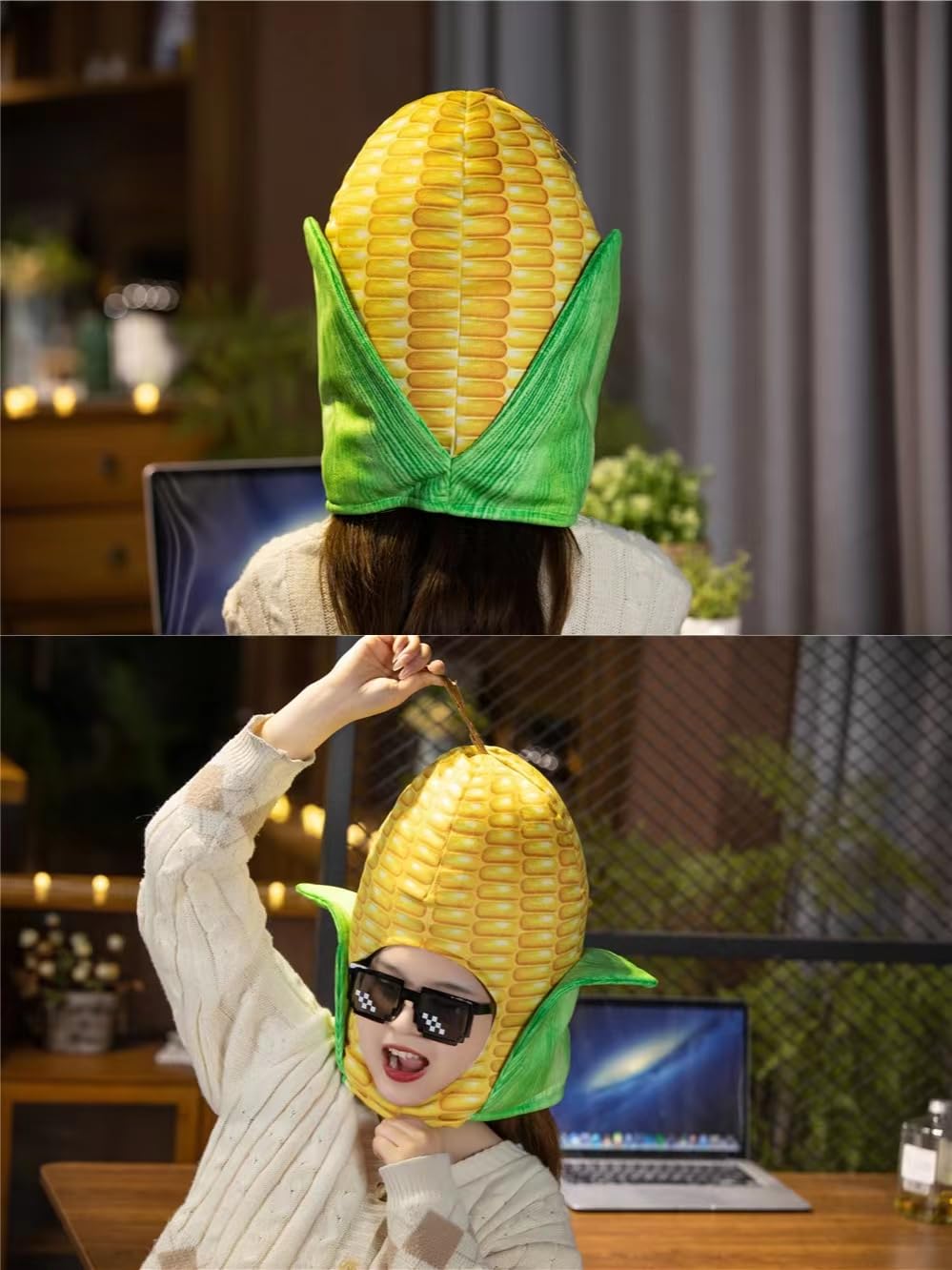 Wviskal Corn Hat Unisex Food Apparel Cosplay Accessories Perfect for Halloween, Harvest Festivals, Costume Parties, Sporting Events, Crazy Headwear or Farm Themed Party Supplies (Corn)
