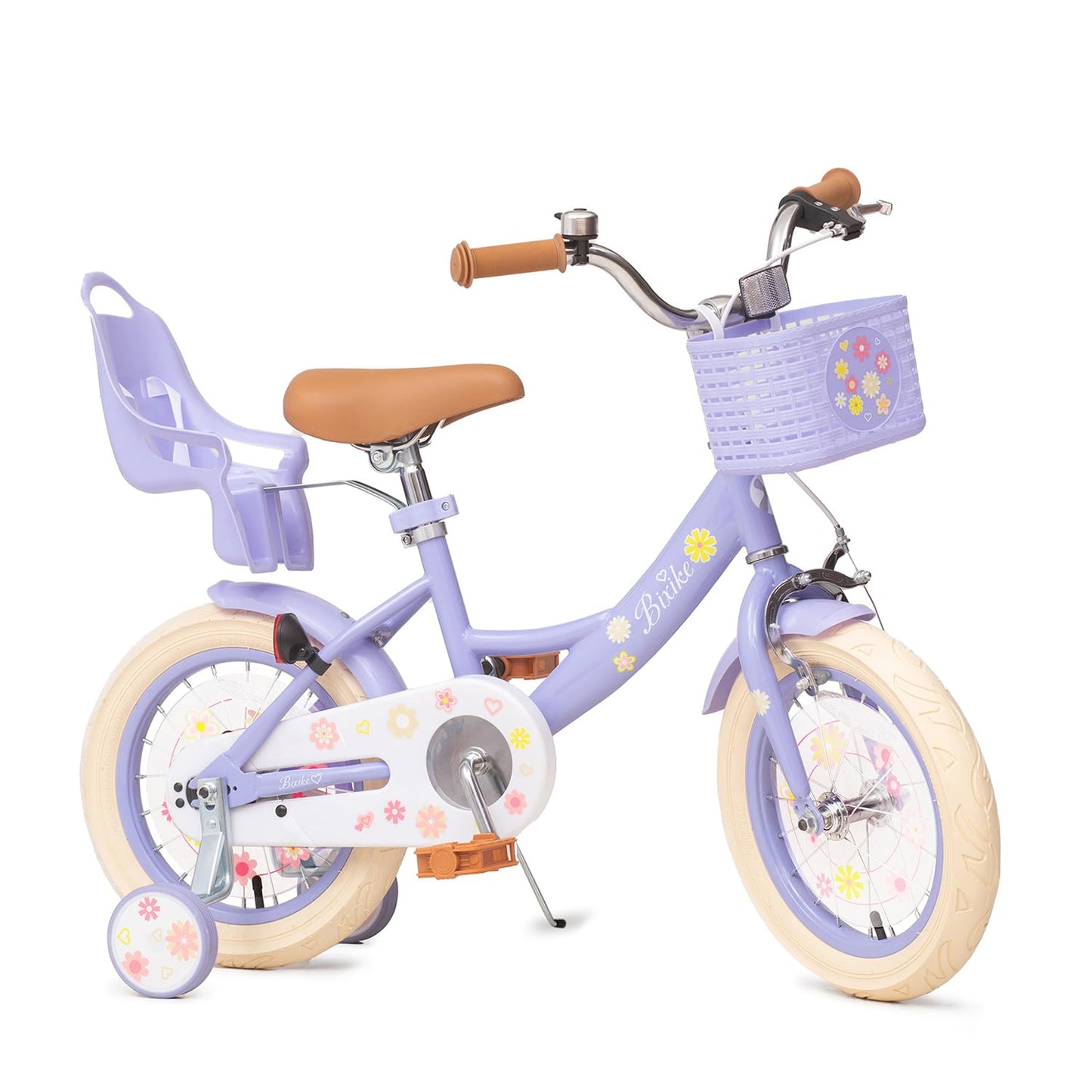 Bixike Girls Bike with Basket for Toddlers and Kids Aged 3-14 Years Old, 14 16 18 Inch with Training Wheels & Doll Seat, 20 Inch with Kickstand & Rear Rack, Princess Style Bicycle for Gift