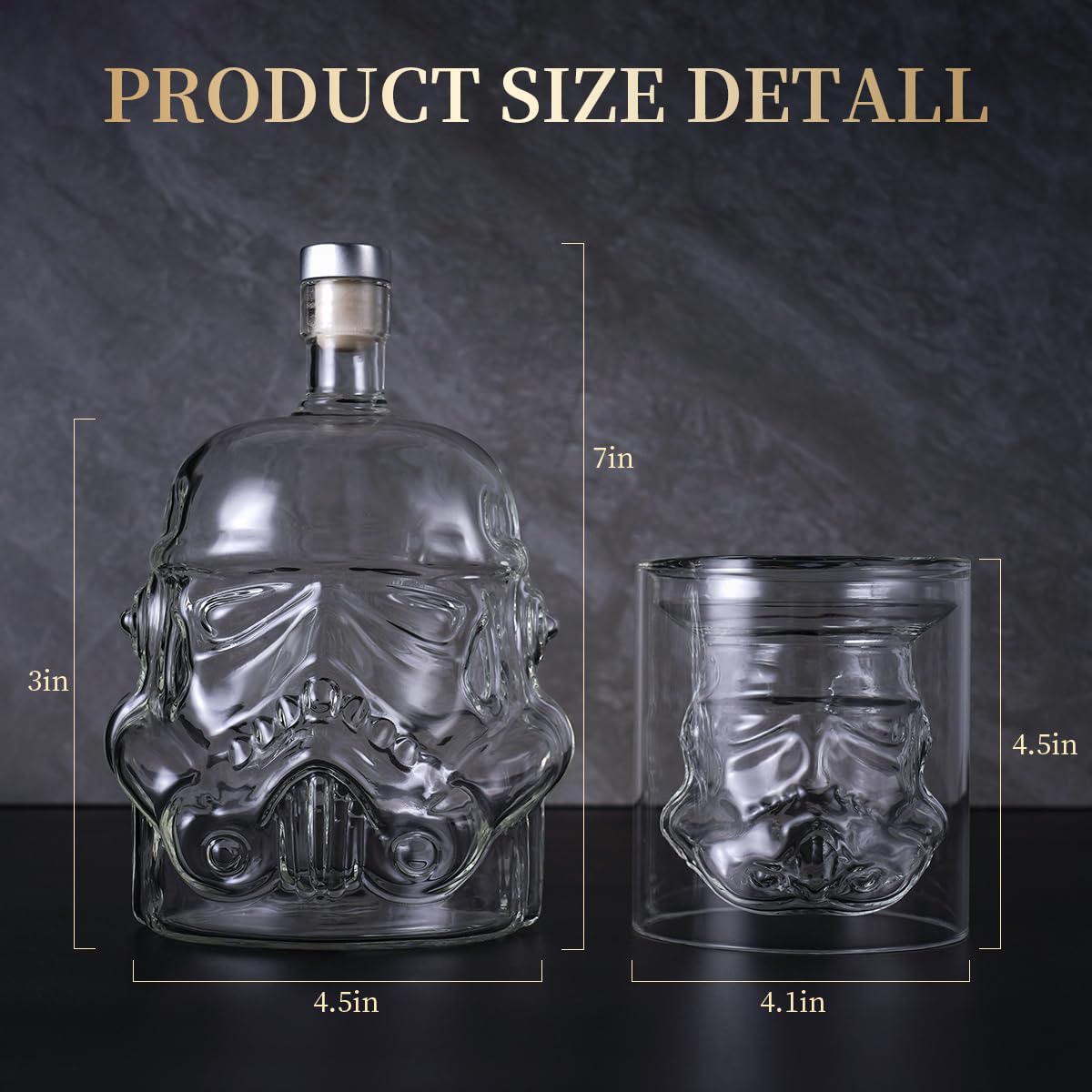 Whiskey Decanter Set Flask Carafe Decanter with 2 Glasses, Transparent Creative Whiskey Decanter for Brandy, Scotch, Vodka, Liquor, Gifts for Men