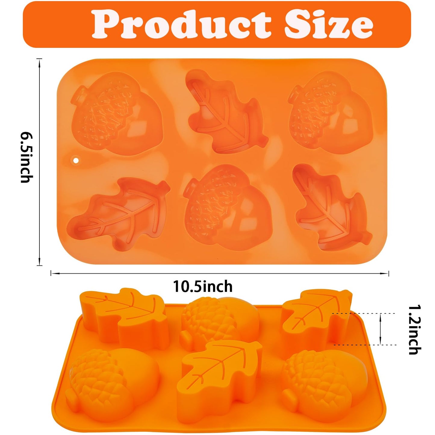 3 Pack Acorn Leaf Silicone Chocolate Molds, 3D Thanksgiving Fall Theme Candy Molds Fall Autumn Baking Molds for Jelly Pudding Brownie Soap Ice Cube Trays Candle Muffins Cake Decor Making