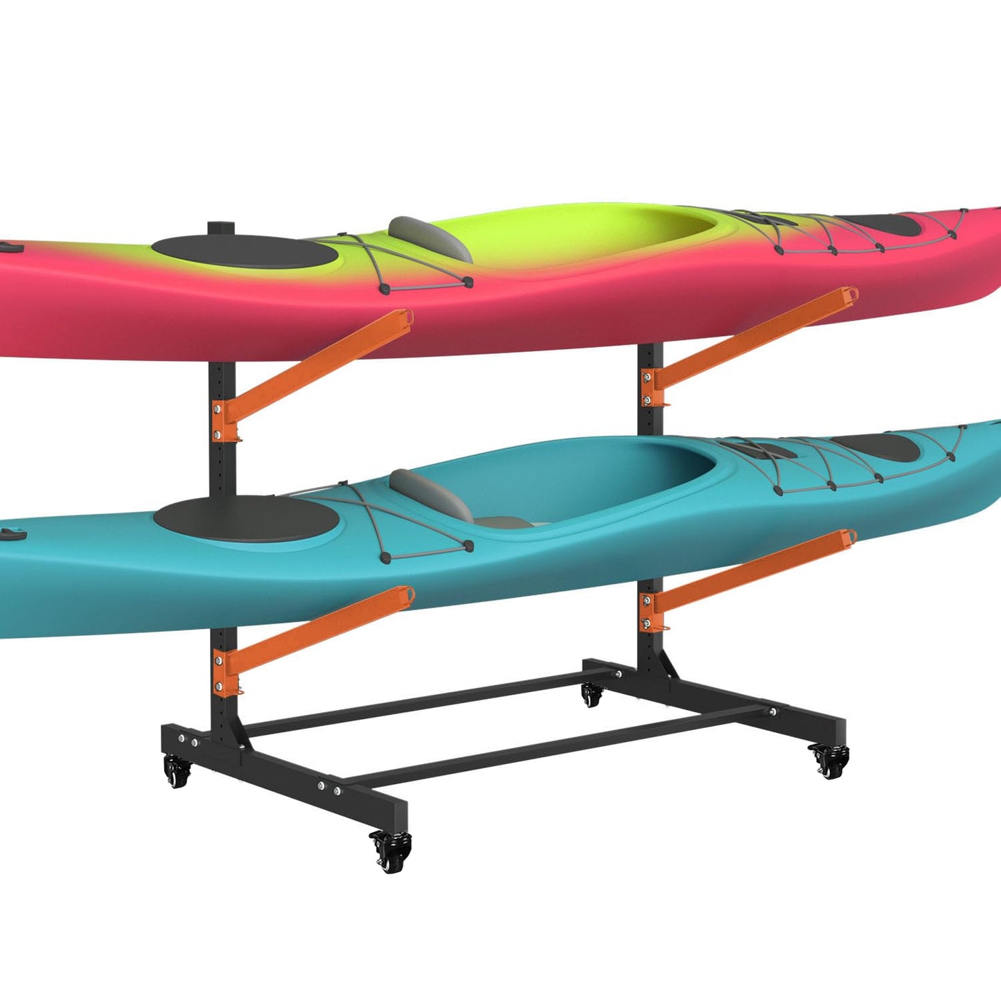 2 Levels Kayak Storage Rack, Heavy Duty Freestanding Sup Storage Stand, Storage Rack for Kayaks, SUPs, Canoe and Paddleboard for Indoor, Outdoor, Garage, Shed, Dock…(Wood)
