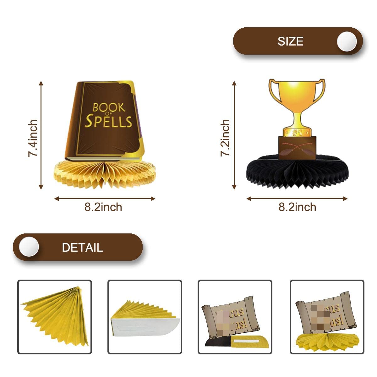8Pcs Magical Wizard Honeycomb Centerpiece Table Decorations Magical Wizard Theme Party Decorate