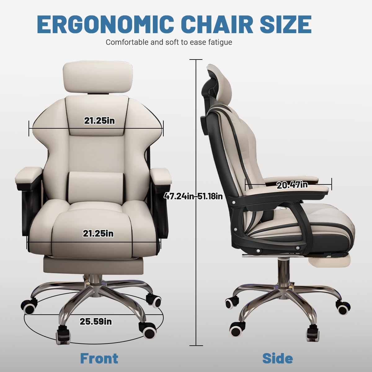 XUEGW Executive Computer Chair Home Office Desk Chair,Adjustable Angle, Ergonomic Adjustable Height PU Leather Chairs with Cushions Armrest for Long Time Seating-High Office Chair with Footrest