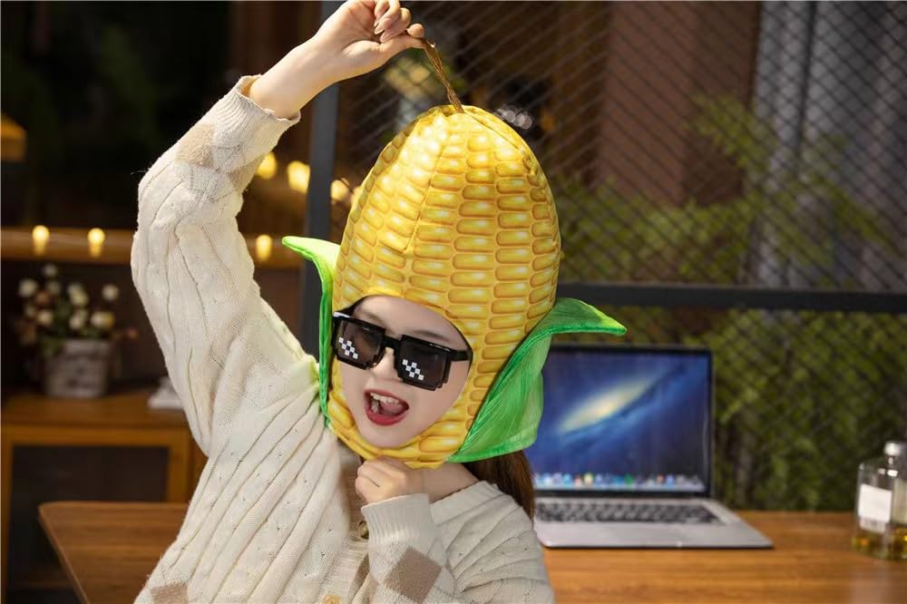 Wviskal Corn Hat Unisex Food Apparel Cosplay Accessories Perfect for Halloween, Harvest Festivals, Costume Parties, Sporting Events, Crazy Headwear or Farm Themed Party Supplies (Corn)
