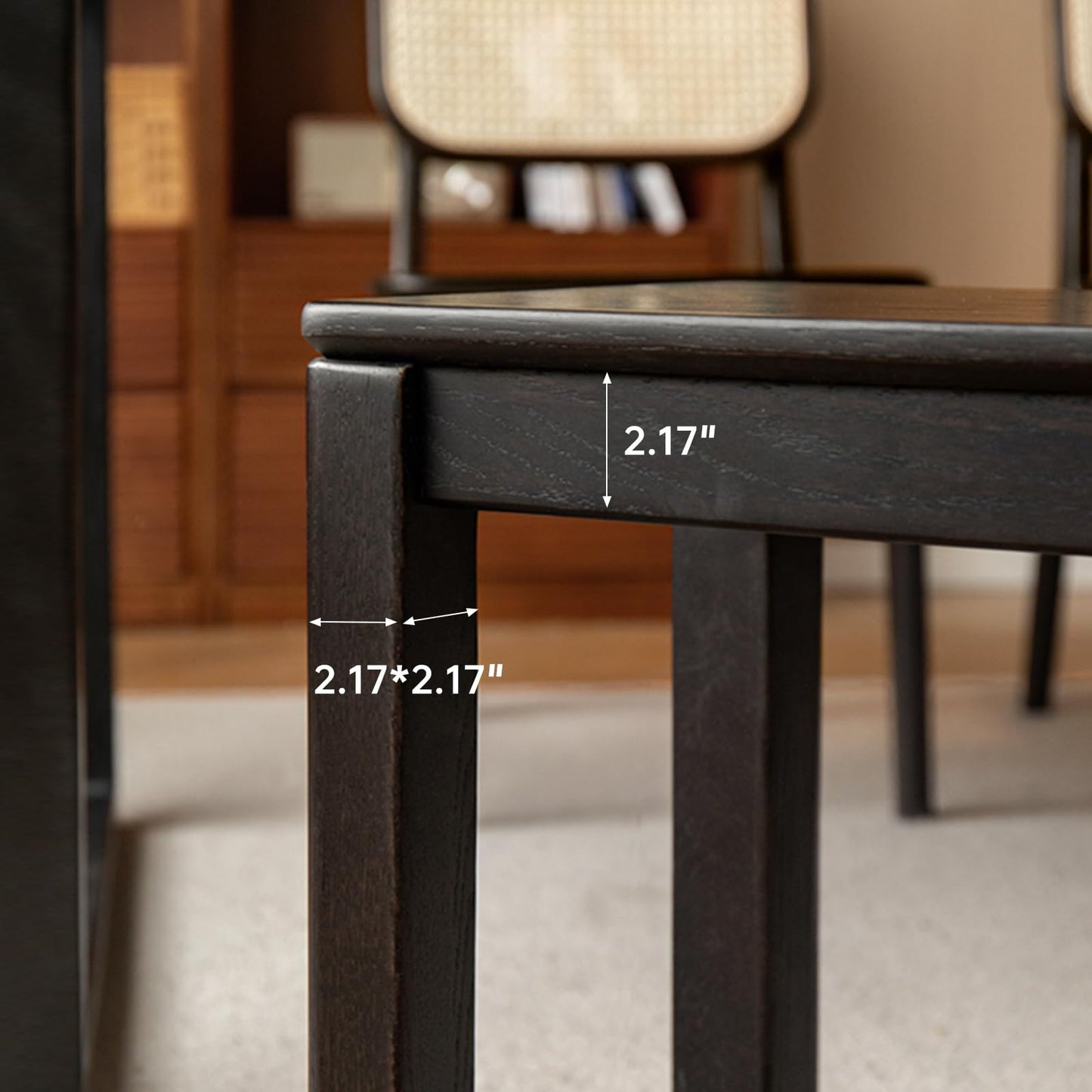 Wayshome 47.2'' 100% Solid Wood Dining Bench, Oak Wood Long Bench for Dining Table, End of Bed, Entryway, Hallway, Sofa Back, Suqare Bench for Dining Room Kitchen Bedroom Living Room, Black