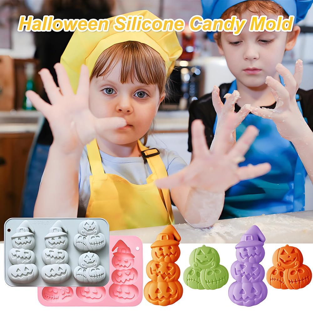 2 Pack Pumpkin Chocolate Molds 2 Different Shapes Pumpkin Silicone Molds for Aromatherapy Candles Chocolate Candy Gummy Crayon Soap Cake Cupcake Topper Decorations for Halloween Harvest Party Props
