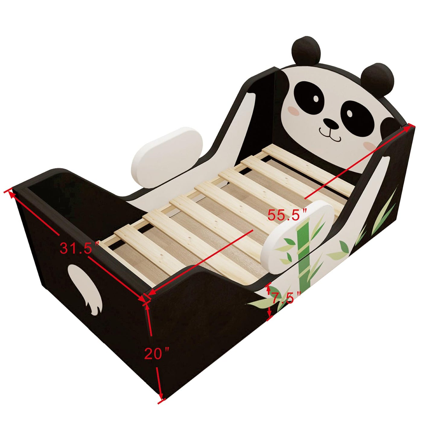 weeonekids Toddler Beds, Child Beds for Kids with Extra Safty Broad, Standard Crib Size Animal Toddler Bed, Certified Fabric Toddler Beds,Toddler Floor Beds (Panda)