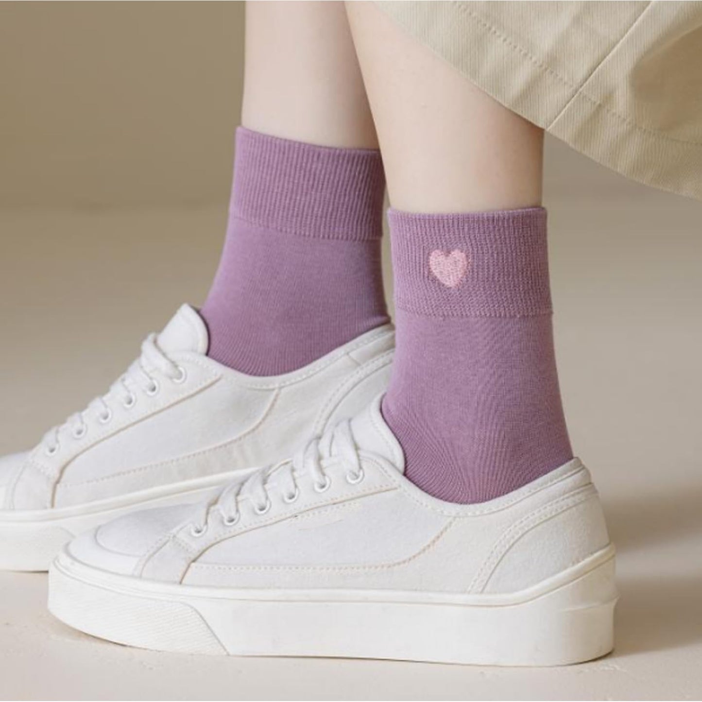 XIUYANG Cute Heart Embroidery Ankle Socks,Cotton Ankle Crew Socks,Fun Athletic Running Socks Gifts For Women(5-Pairs with Gifts Box) (Cotton, Black + orange)