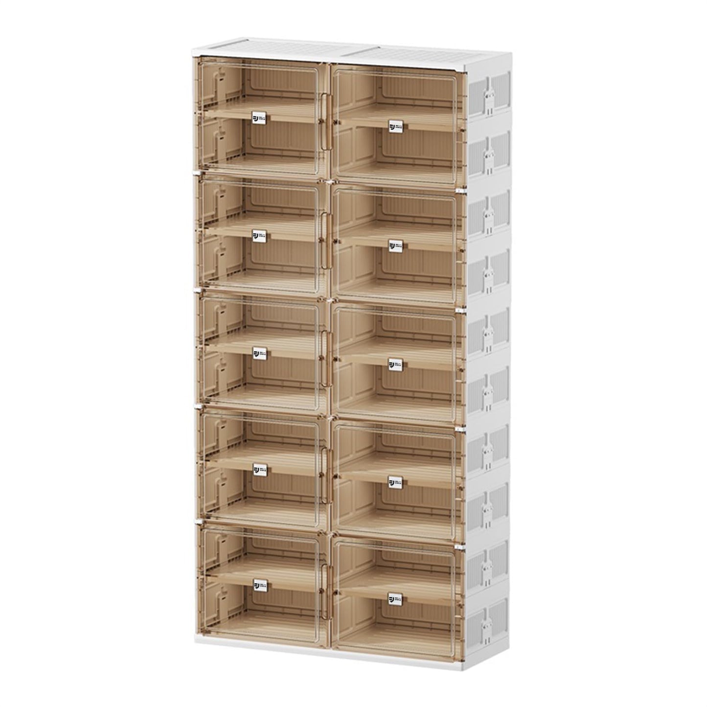 wesimple 40 Pairs Shoes Storage Cabinet of 3-Step Fast Installation,Plastic Shoe Box with Clear Magnetic Door for Display, Shoe Organizer for Sneaker, Sandals, Heels (2 Row, 10 Tier)