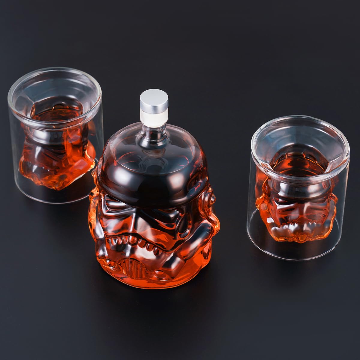 Whiskey Decanter With 2 Glasses, Transparent Creative Flask Carefe Decanter for Brandy, Scotch, Bourbon, Vodka, Liquor Christmas Gift for Men,Dad,Husband,Boyfriend