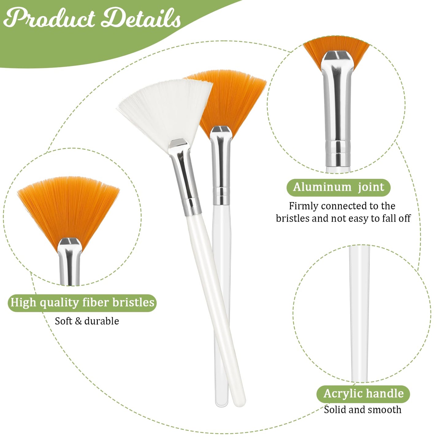 4 Pcs Fan Brushes Esthetician, Fan Brushes for Facials, Soft Facial Applicator Brushes, Makeup Fan Brush Tool for Mud Cream, Highlighting and Blush
