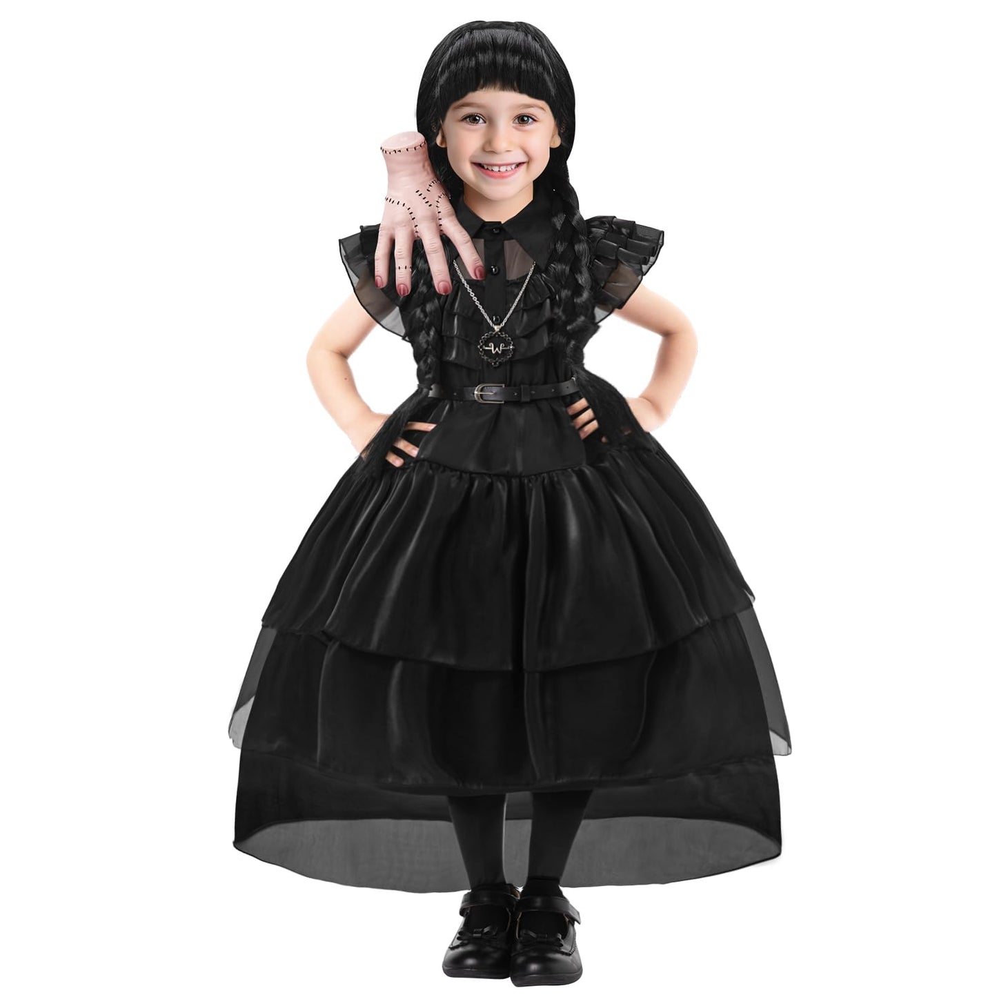 WYB Black Costume Dress for Girls Cosplay Dress Halloween Costumes Cosplay Party School Days Dress with Accessories 4-12Y