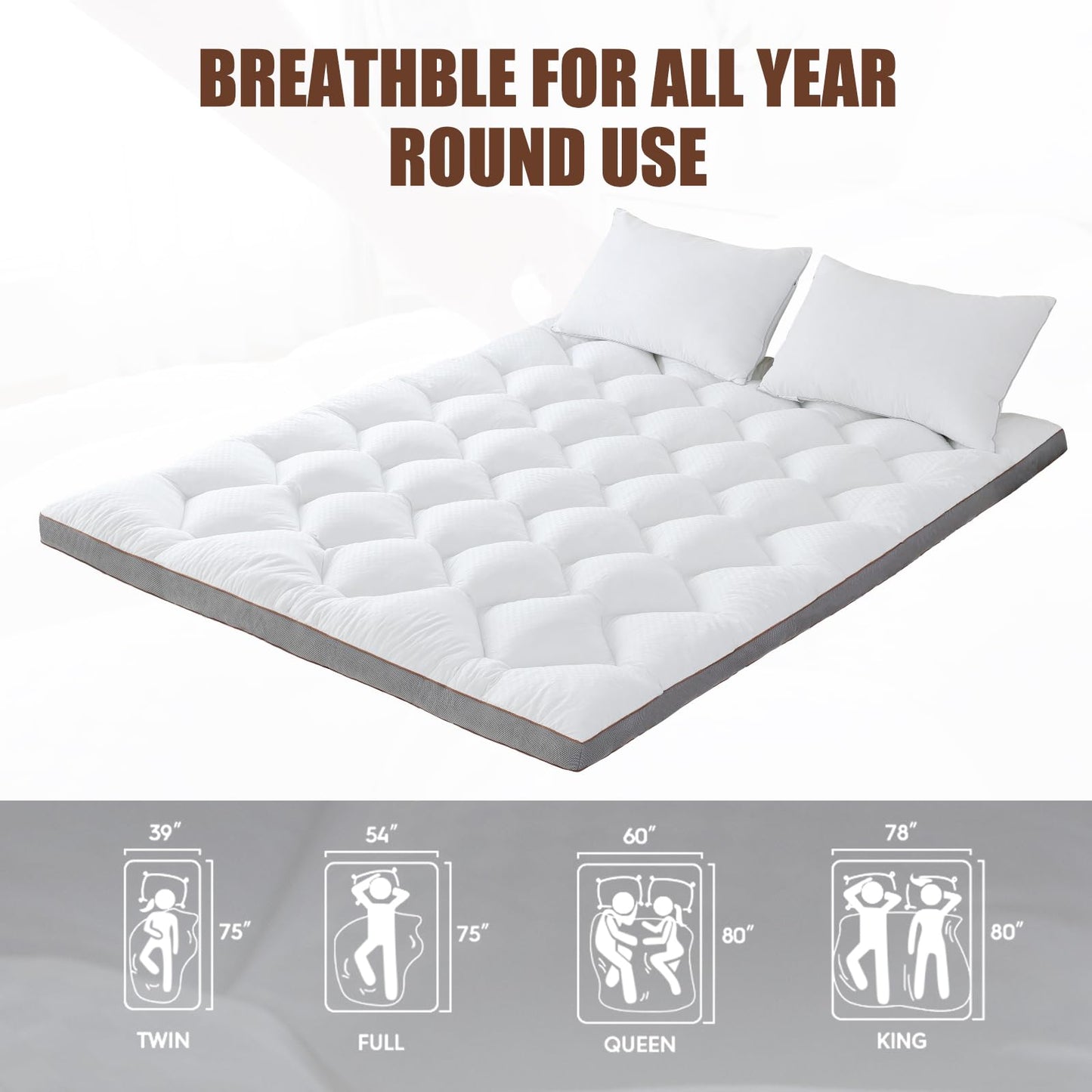 WhatsBedding 3 Inch Memory Foam Mattress Topper Queen, Extra Soft Pillow Top Mattress Topper with Breathable Air Mesh Sides, 1700GSM Fluffy Shredded Memory Foam Filled & Thicked Down Alternative-Lined