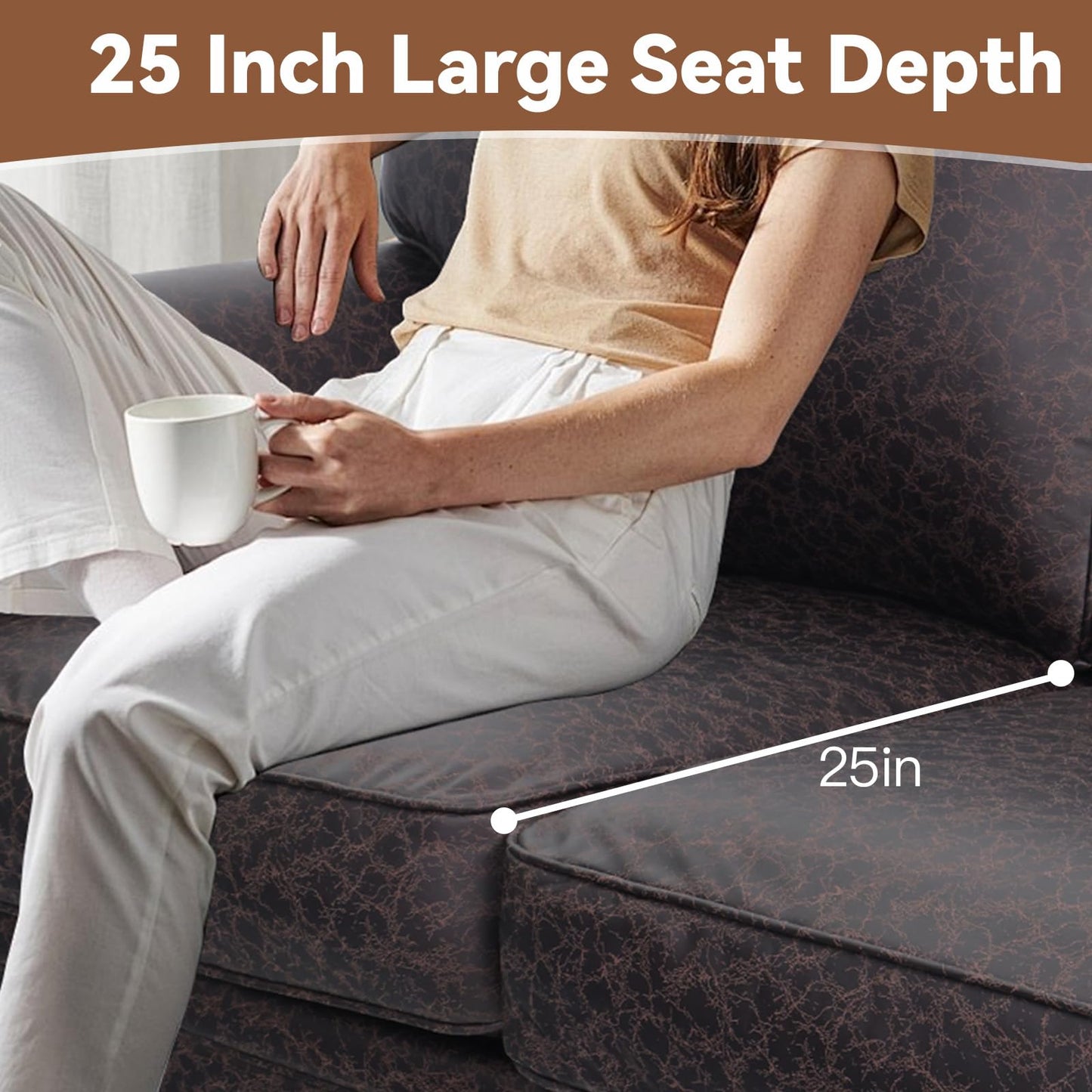88’’ Rivet Couch,Living Room Sets,Mid-Century Couch, Solid Wooden Frame for Living Room,Upholstered Sofa (Brown, Single+3 Seater)