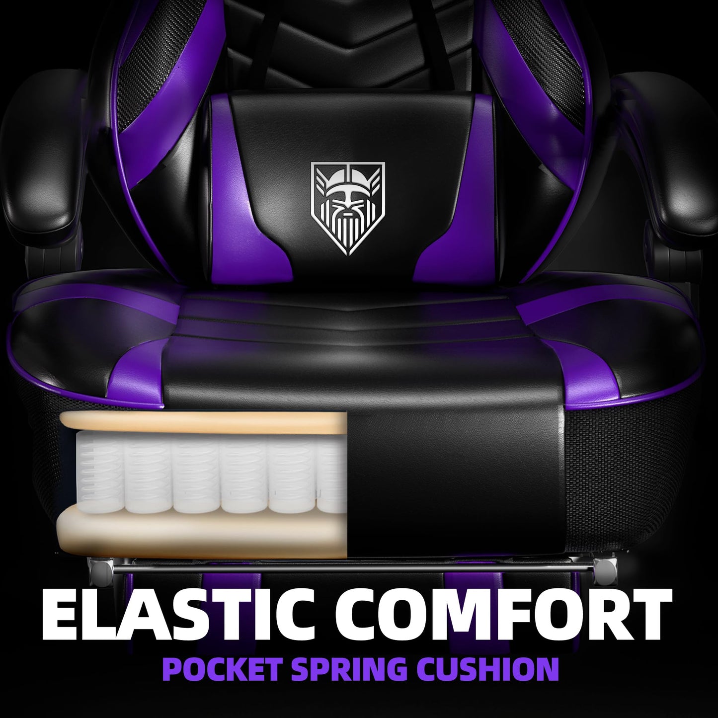 Vonesse Gaming Chair for Adults,Computer Chair with High Back,Big and Tall Gaming Chairs with Footrest and Massage,Reclining Gamer Chair(Purple/Black)