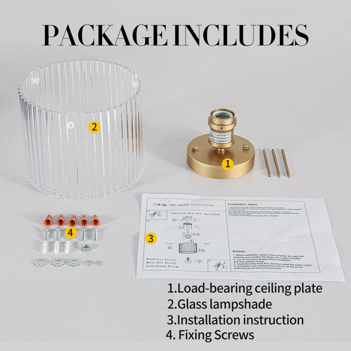 wochos Modern Semi Flush Mount Ceiling Light, Industrial Clear Glass Ceiling Light Fixture, Crystal Ceiling Lamp, Modern Ceiling Lamps, Farmhouse Light for Entryway Hallway Kitchen Dining Room