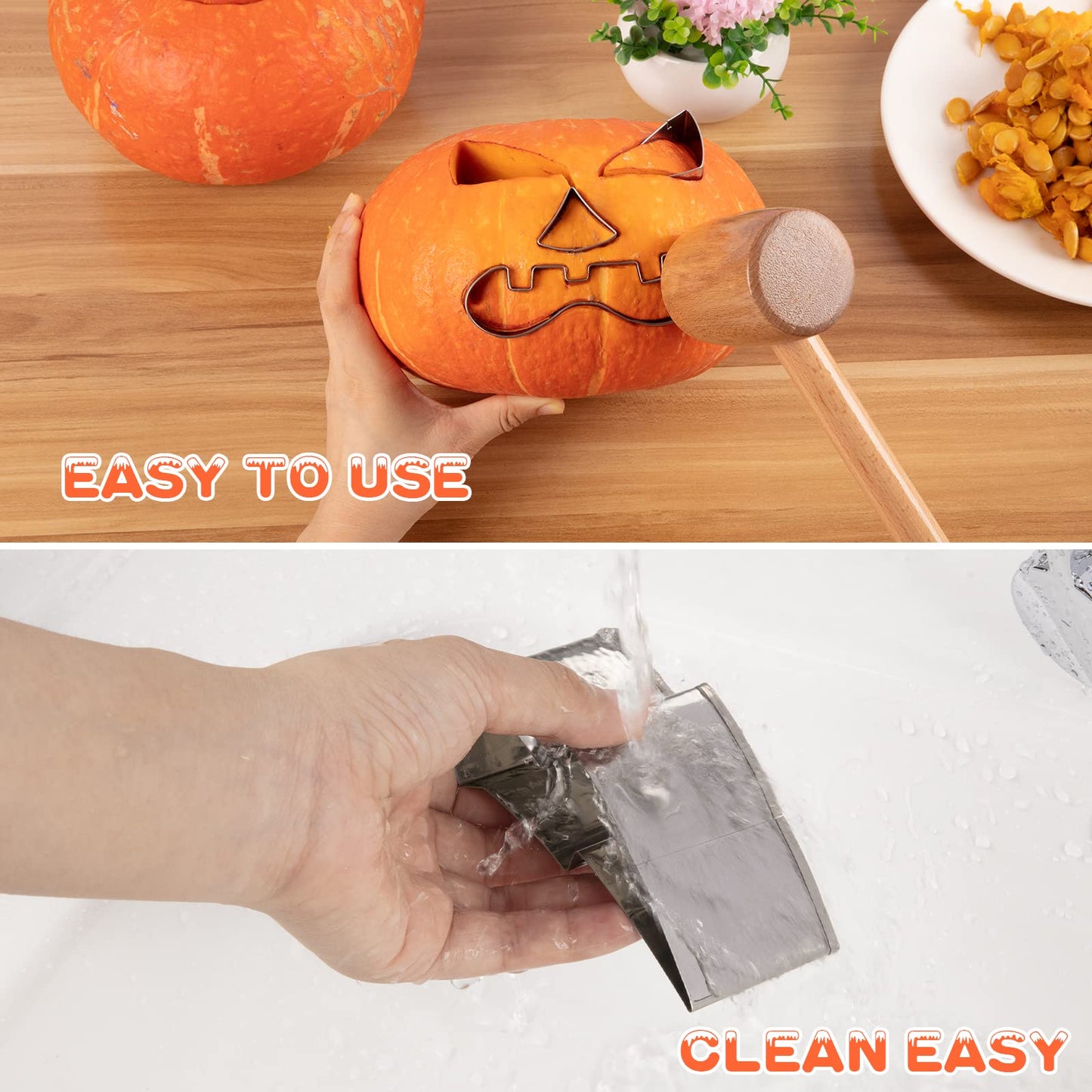 WANNTS Pumpkin Carving Kit - Safe & Easy DIY Stainless Steel Tools for Kids, 24 Pieces