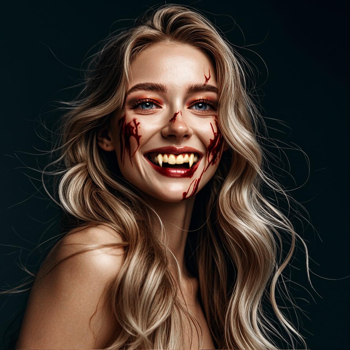 3 Pairs Halloween Vampire dentures and fangs - realistic vampire fangs dentures, 3 sizes with adhesive, 13mm, 15mm, and 17mm, Halloween role-playing props, party gifts, makeup ball accessories gifts
