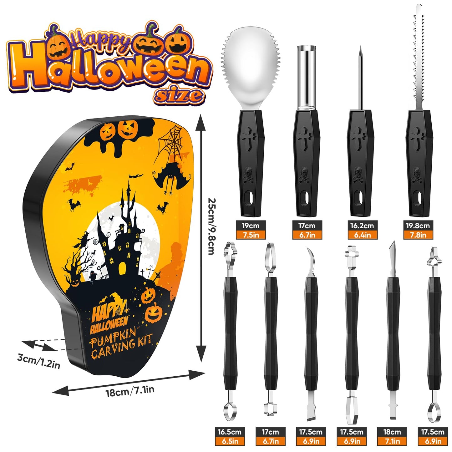 25PCS Halloween Carving Kit With Stencils, Professional Tools for Adults, Knife, Set for Pumpkin Decorations