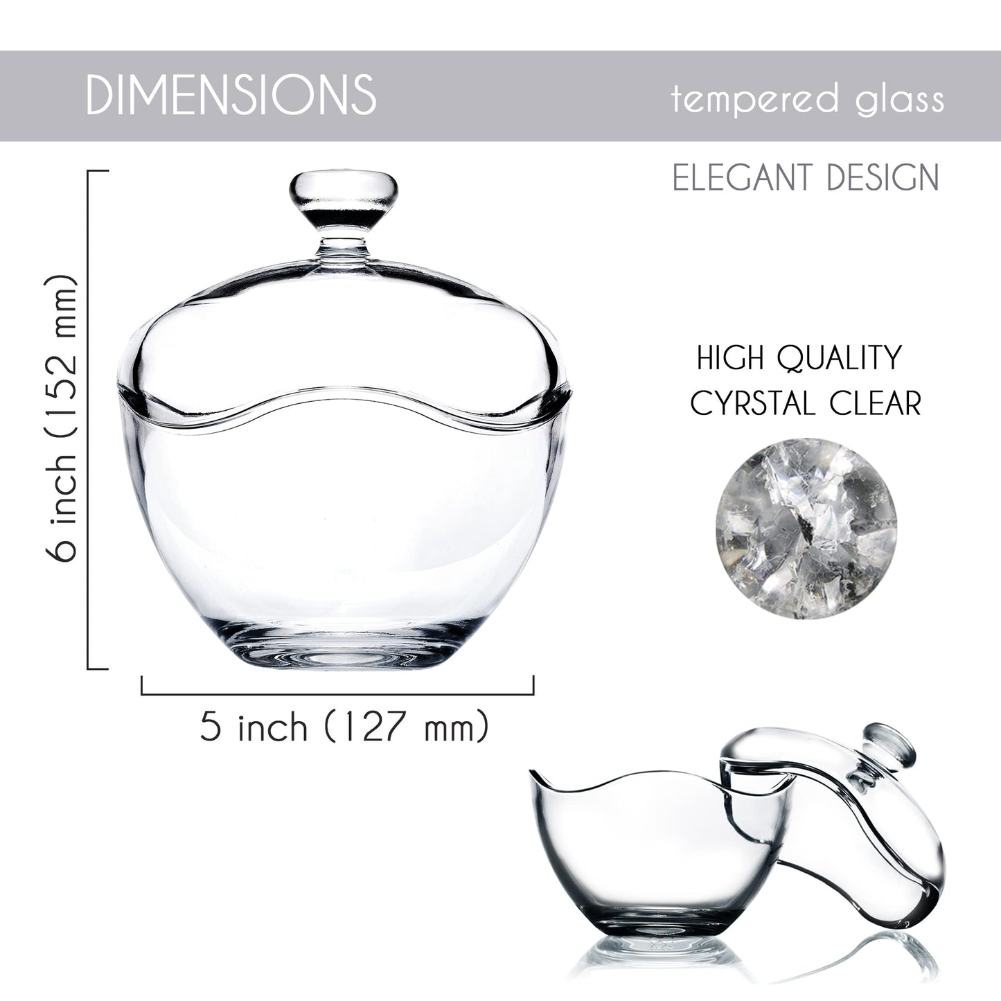 Volarium Candy Jars for Candy Buffet, Candy Dish with Lid, Glass Bowl and Food Storage Container, Decorative Cookie Jars, Apothecary Jars