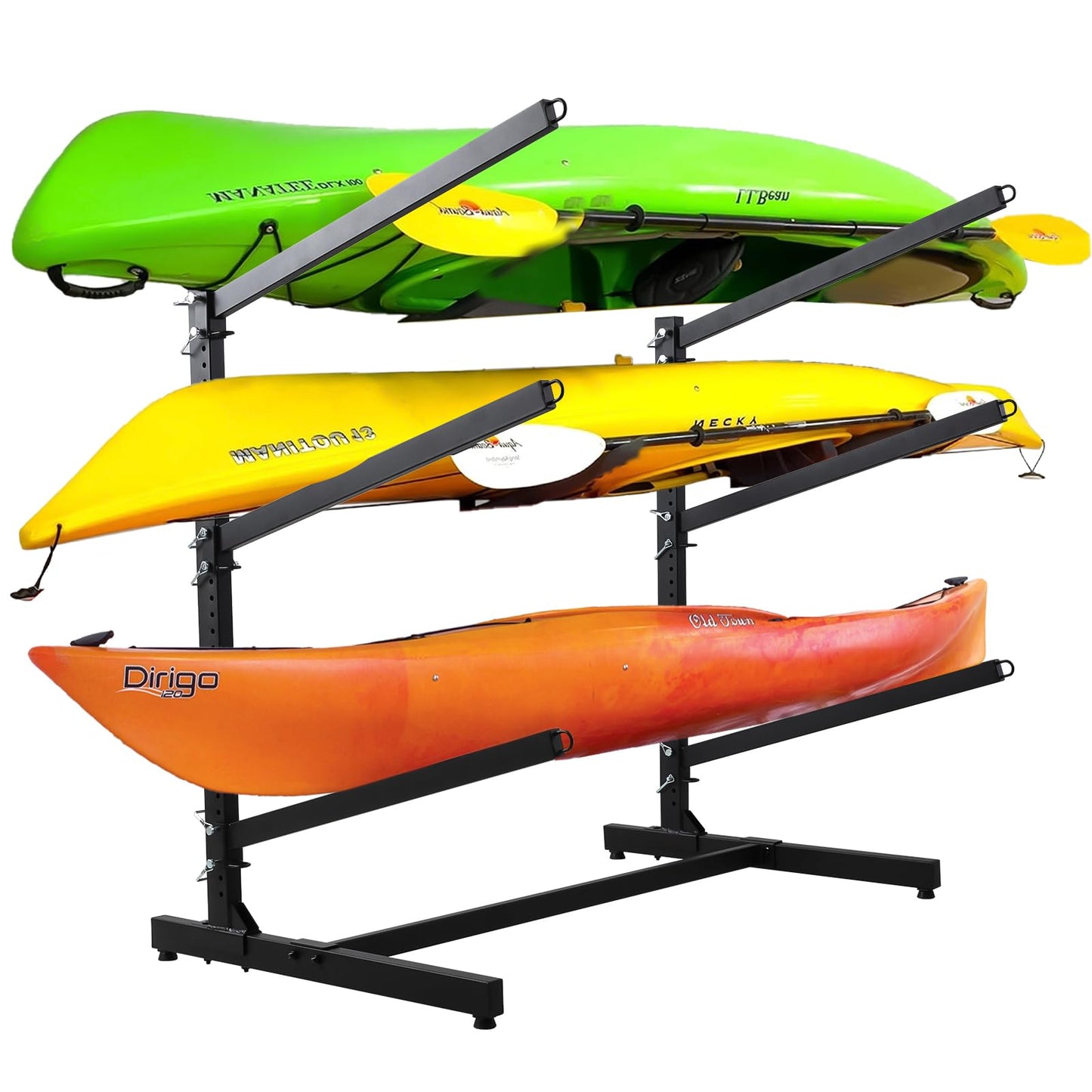 Danrelax Freestanding Kayak Storage Rack – Weatherproof, Holds Kayaks up to 46'' Length and 36'' Width, Adjustable Height 28''-42'' for Indoor Use