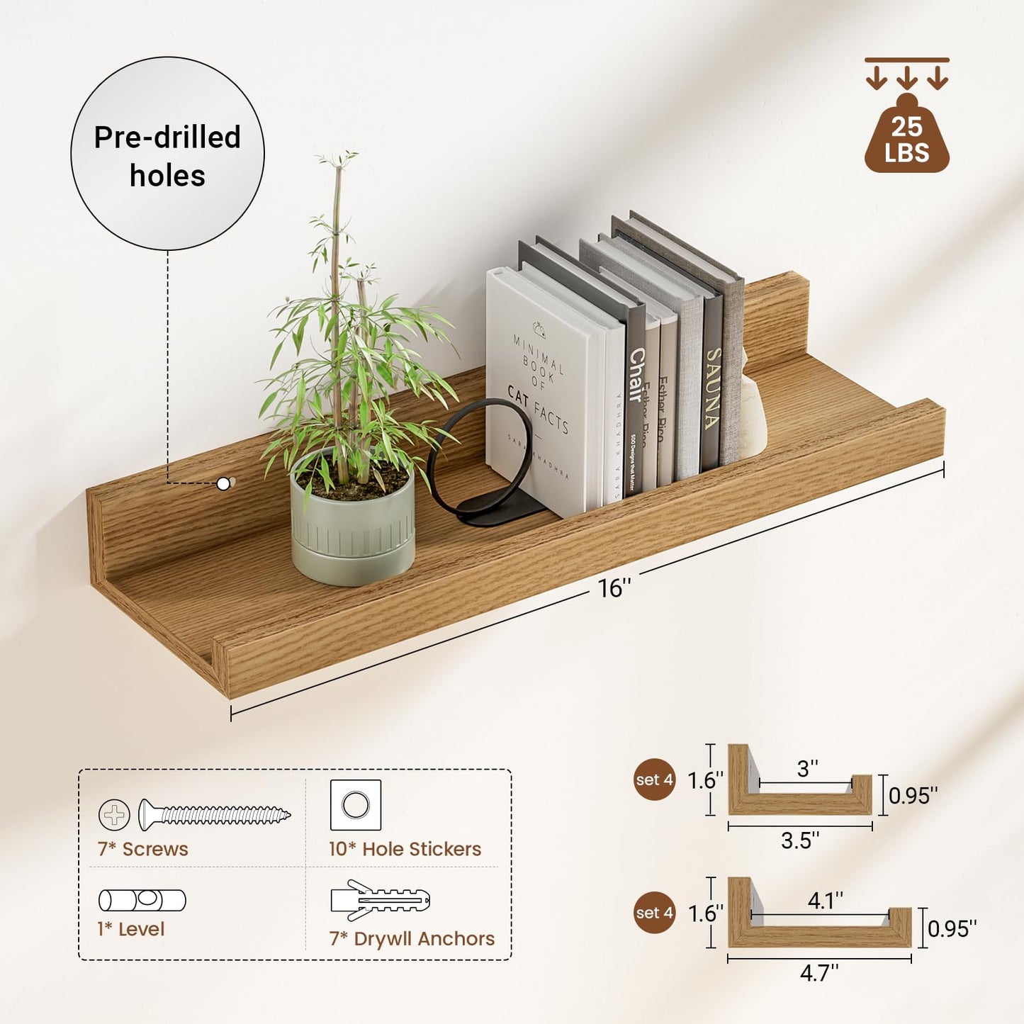 24 inch Picture Ledge Shelf Set