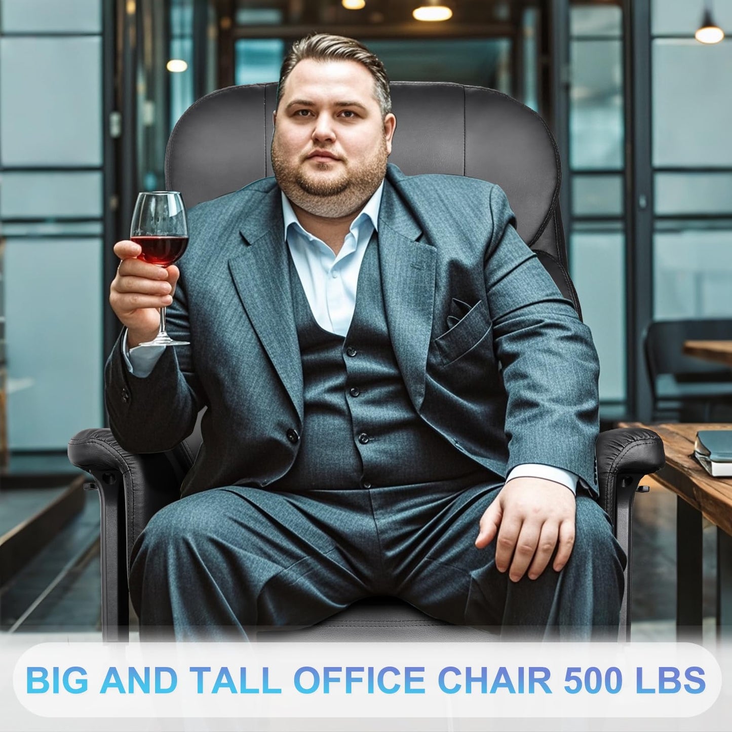 500 lbs Big and Tall Office Chair for Heavy People, Heavy Duty Ergonomic Executive Chair with Adjustable Lumbar Support and Wide Seat