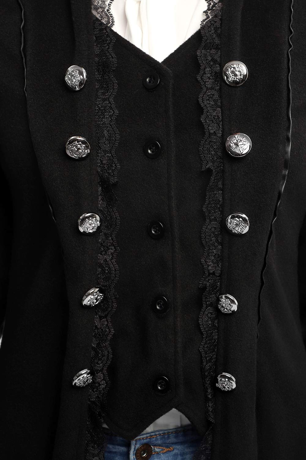 VNVNE Women's Gothic Steampunk Corset Halloween Costume Coat Victorian Tailcoat Jacket(M,Black)