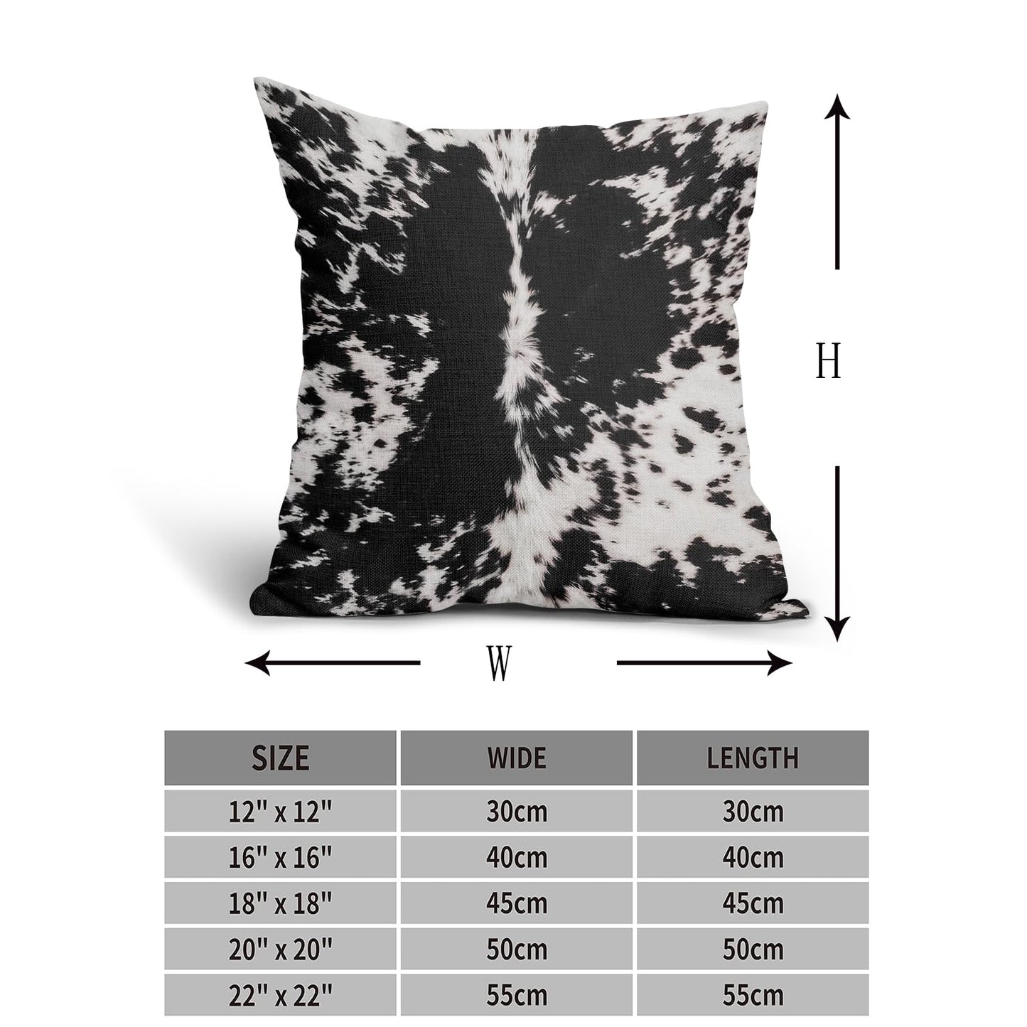 Western Cowhide Print Pillow Covers 18X18 Inch Set of 2 Black White Cow Spots Decorative Pillow Cases Farmhouse Pillowcase Cotton Linen Cushion Case Rustic Home Decor for Couch Sofa Porch Outdoor