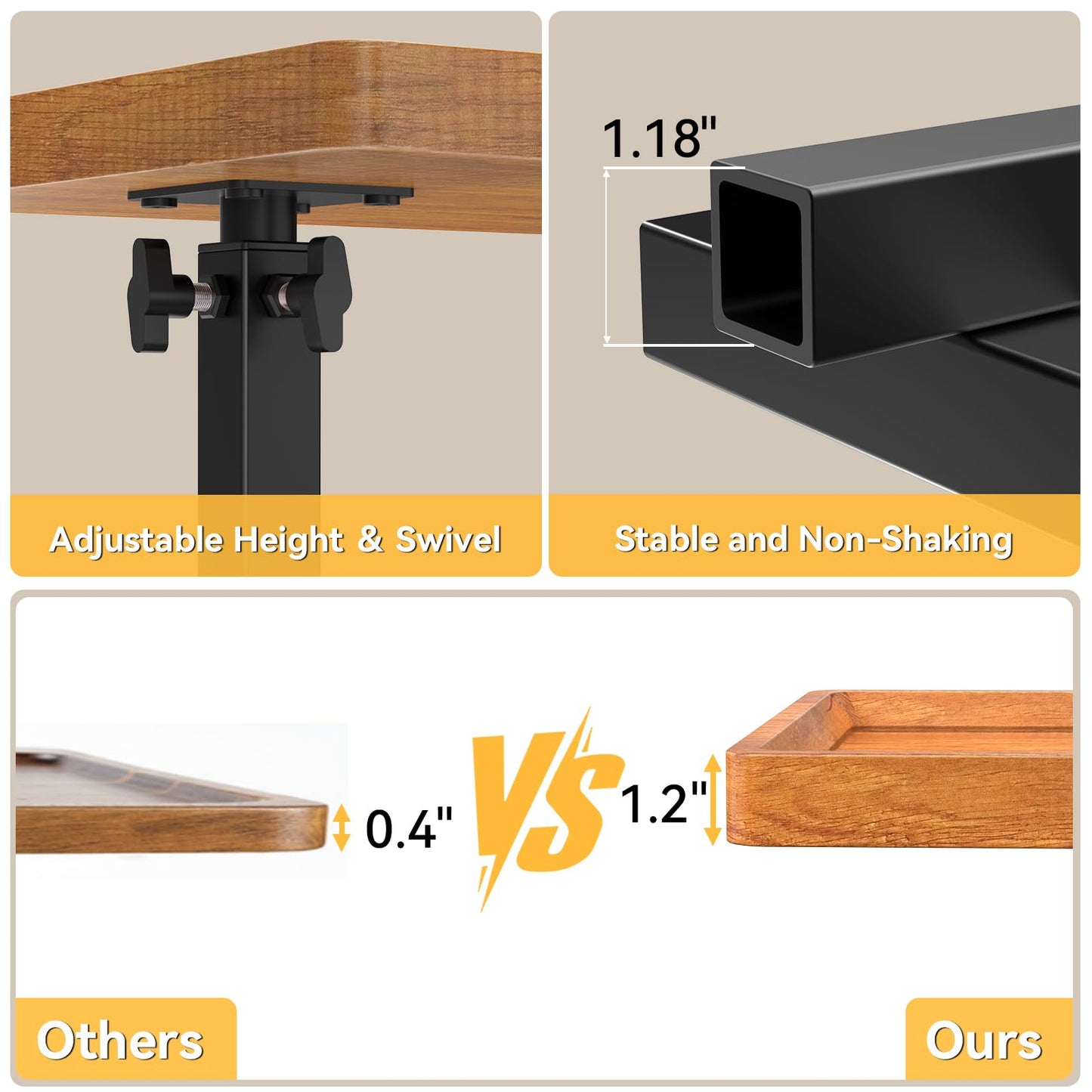 XNSDXV C Table End Table Adjustable Height, 360°Swivel TV Tray Table for Small Spaces, Couch Tables That Slide Under, C Shaped Side Tables Living Room and Bedroom for Sofa, Bed,Chair, Snack