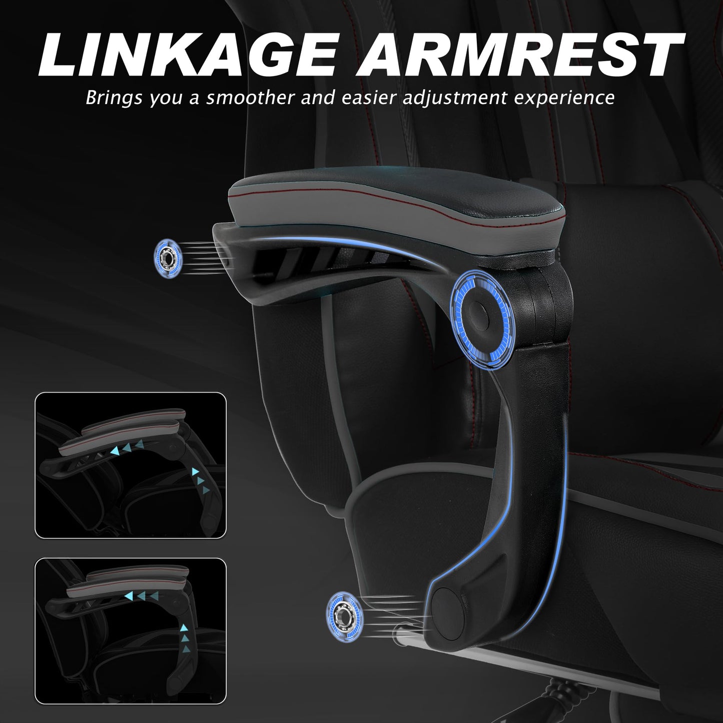 Vonesse Gaming Chair, Computer Office Chair with Footrest,Reclining Gaming Chairs for Adults, Big and Tall Ergonomic Gaming Chair with Lumbar Support (Gray/Black)