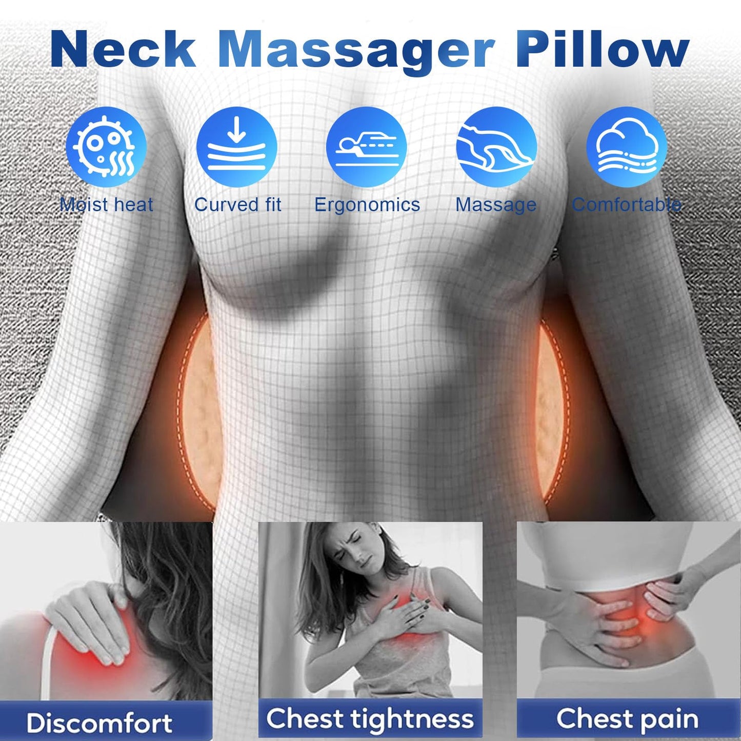 3 in 1 Electric Lumbar Support Pillow with Adjustable Height for Bed and Chair, Triple Fusion Back Massager, Back Massager with Heat,Back Support Pillow for Lower Back Pain Relief, Unisex