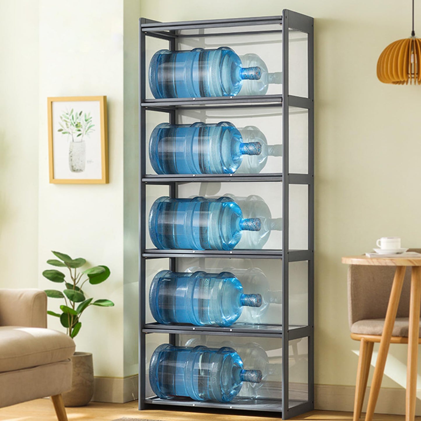 5-Tier Display Cabinet, Transparent Display Case with Acrylic Glass Door, Bamboo Curio Cabinet for Collectibles, Display Shelf & Kids Bookcase for Playroom, Bedroom, Living Room, Office