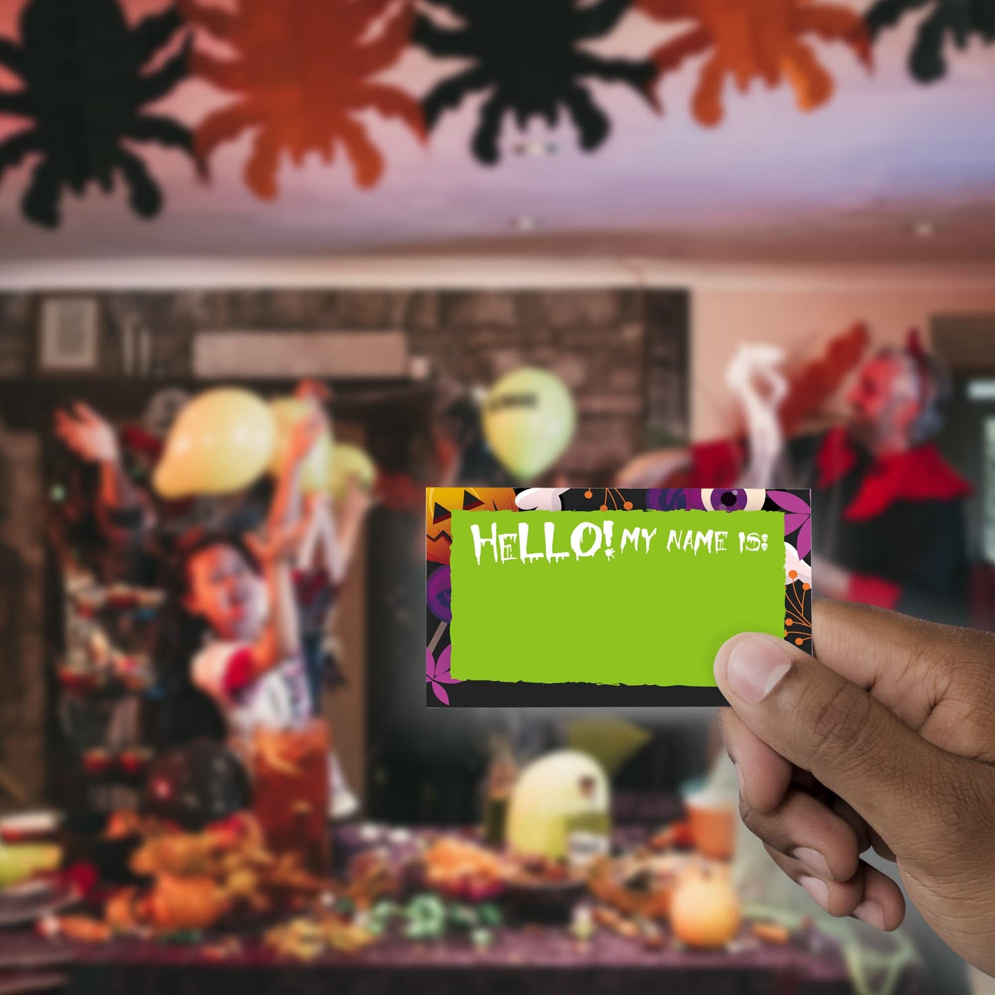 What's Your Halloween Name Game (1 Standing Sign + 50 Name Sticker Cards), Halloween Birthday Party Decorations, Halloween Party Game, Halloween Sign - MGJ10