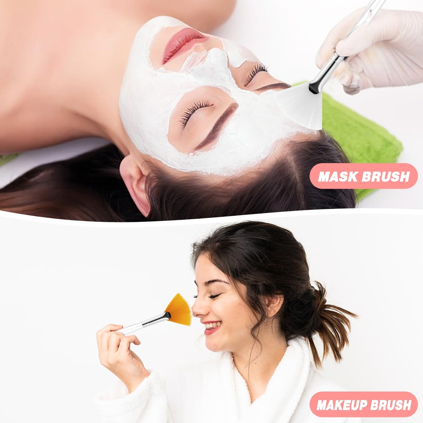 6PCS Fan Mask Brushes, Fan Brushes Esthetician, Chemical Peel Brushs, Facial Applicator Brush, Soft Makeup Brushs, Esthetician Cosmetic Brush for Mud Cream Makeup Peel