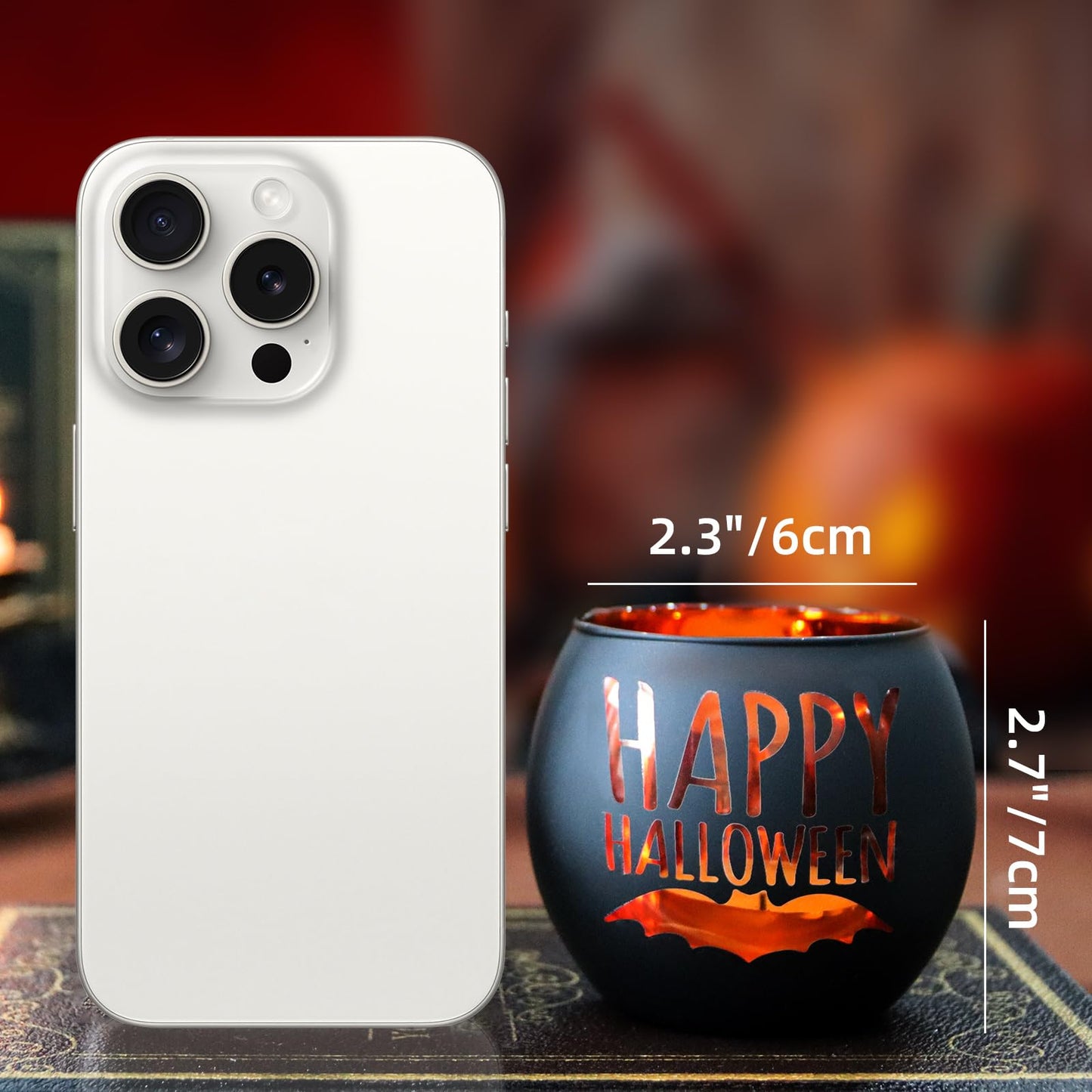 WDHODEC Halloween Candle Holders 6 Pieces Black Glass Votive Candle Holder for Halloween Wedding, Party, Table Centerpiece Décor Halloween Decorations Indoor and Outdoor