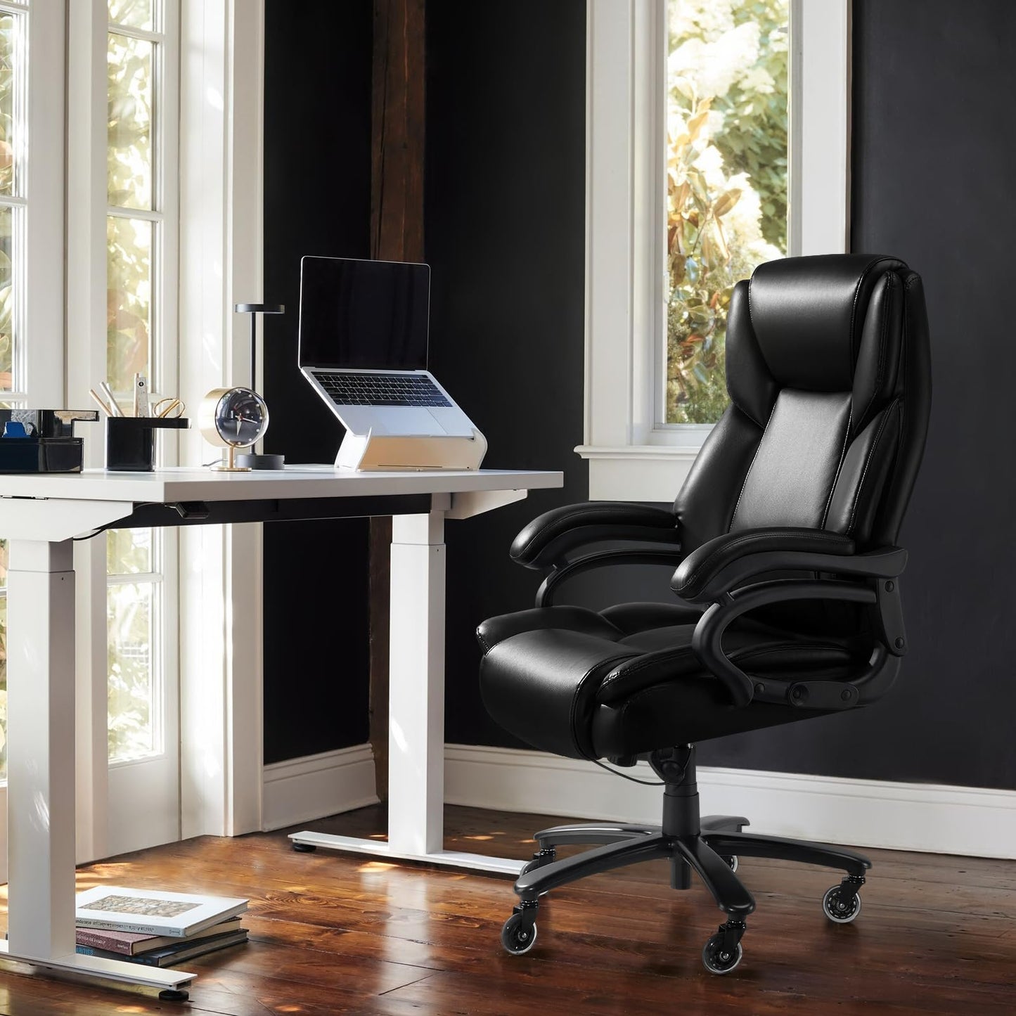 Waleaf 500lbs Big and Tall Office Chair, Heavy Duty Chair for Heavy People, Adjustable Ergonomic Lumbar Support Executive Chair, Large High Back and Quiet Rubber Wheels