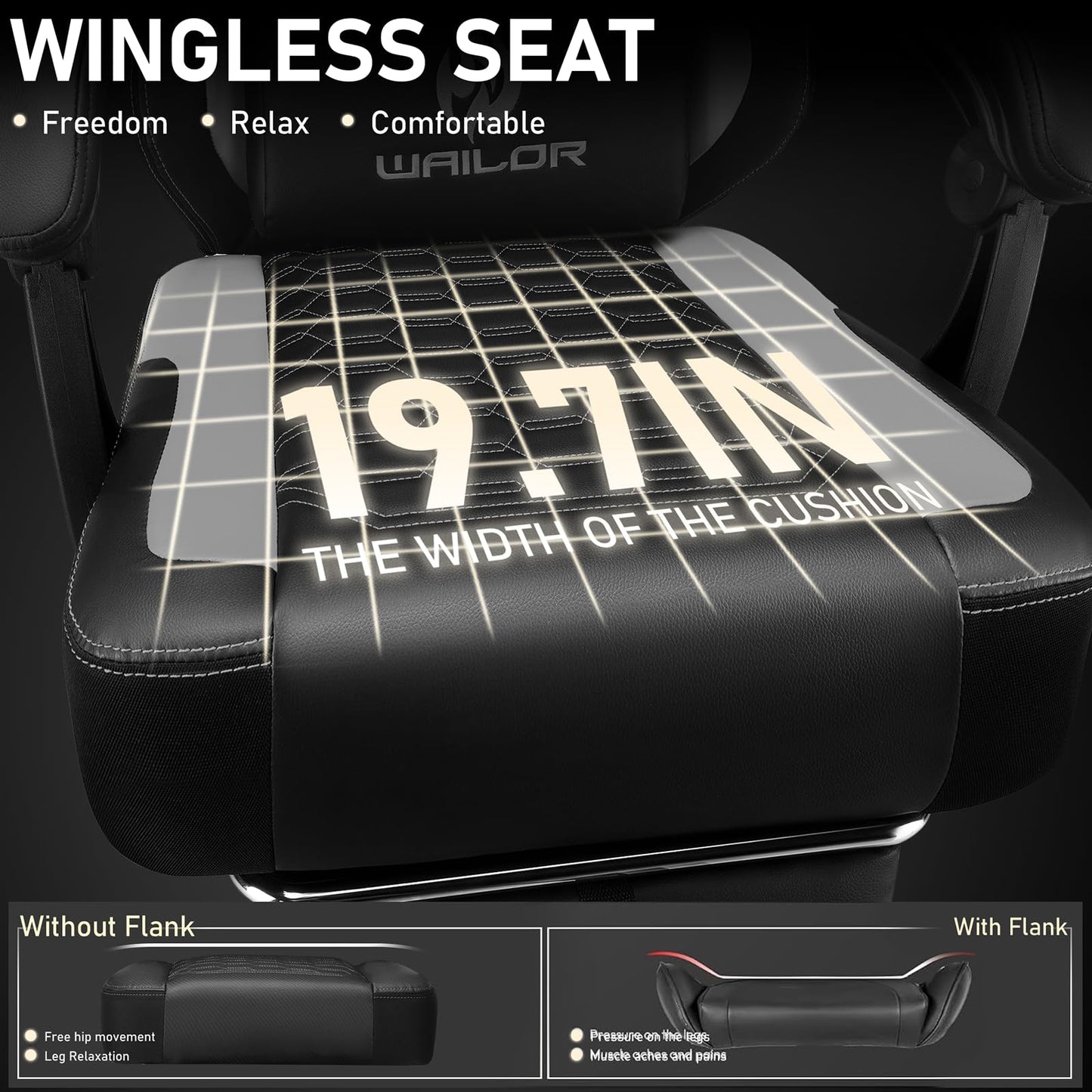 WAILOR Gaming Chair with Massage and Packet Spring Cushion,Ergonomic Gamer Chairs for Adults with Footrest 300lbs,High Back Gamer Leather Chair with Headrest and Lumbar Support