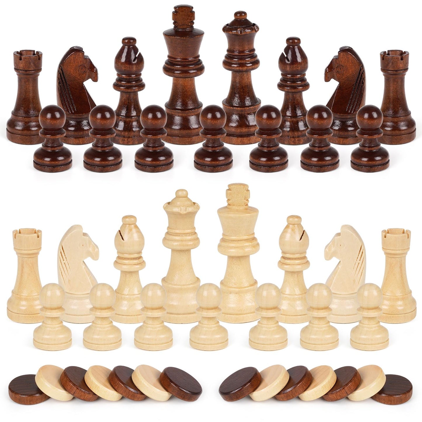 2 in 1 Magnetic Chess Set and Checkers Board Game Set 15" Wooden Folding Chess Board with 2 Extra Queens Travel Chess Sets Family Board Game Gift for Kids, Adults Portable Elegant Classic Chess Game
