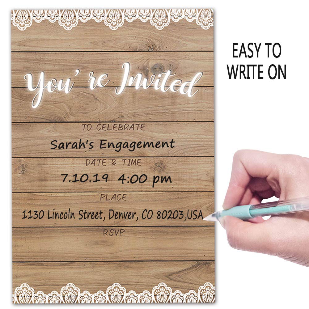 Wedding Invitations with Envelopes – Farmhouse Rustic Invitation for Wedding Couple,Bridal Shower, Engagement – 30 Cards With Envelopes