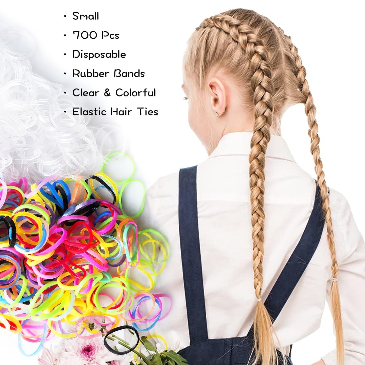 875Pcs Hair Accessories Girls Baby Hair Ties Seamless Cotton Elastics Hair Bands for Toddler Rubber Tie Bow Hair Clips Flower Claws Assorted Ponytail Holders Soft for Thin Hair Braids Kids Little One